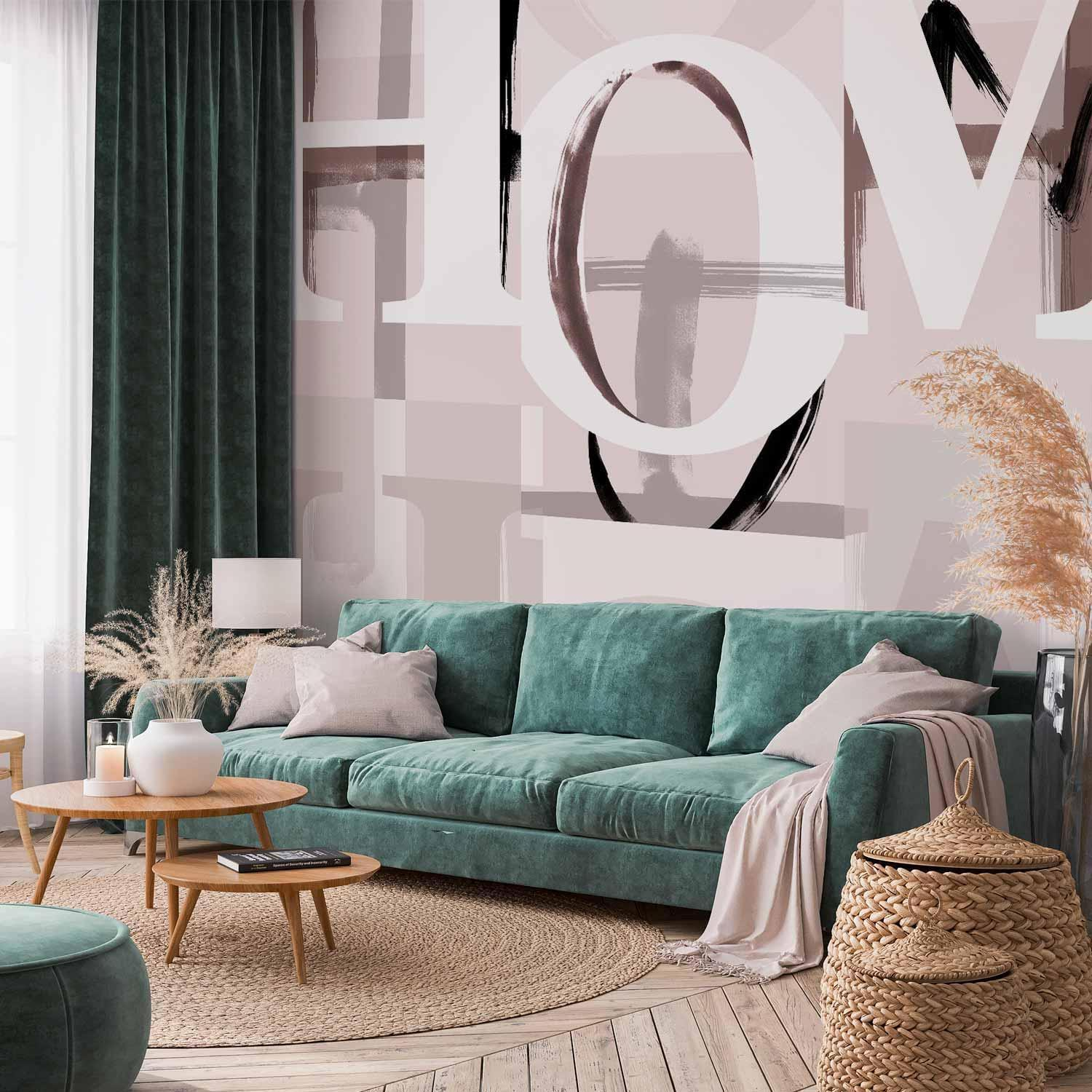 HOME Typography Wall Mural Wallpaper – Decorative Text Design with 3D Effect Illusion