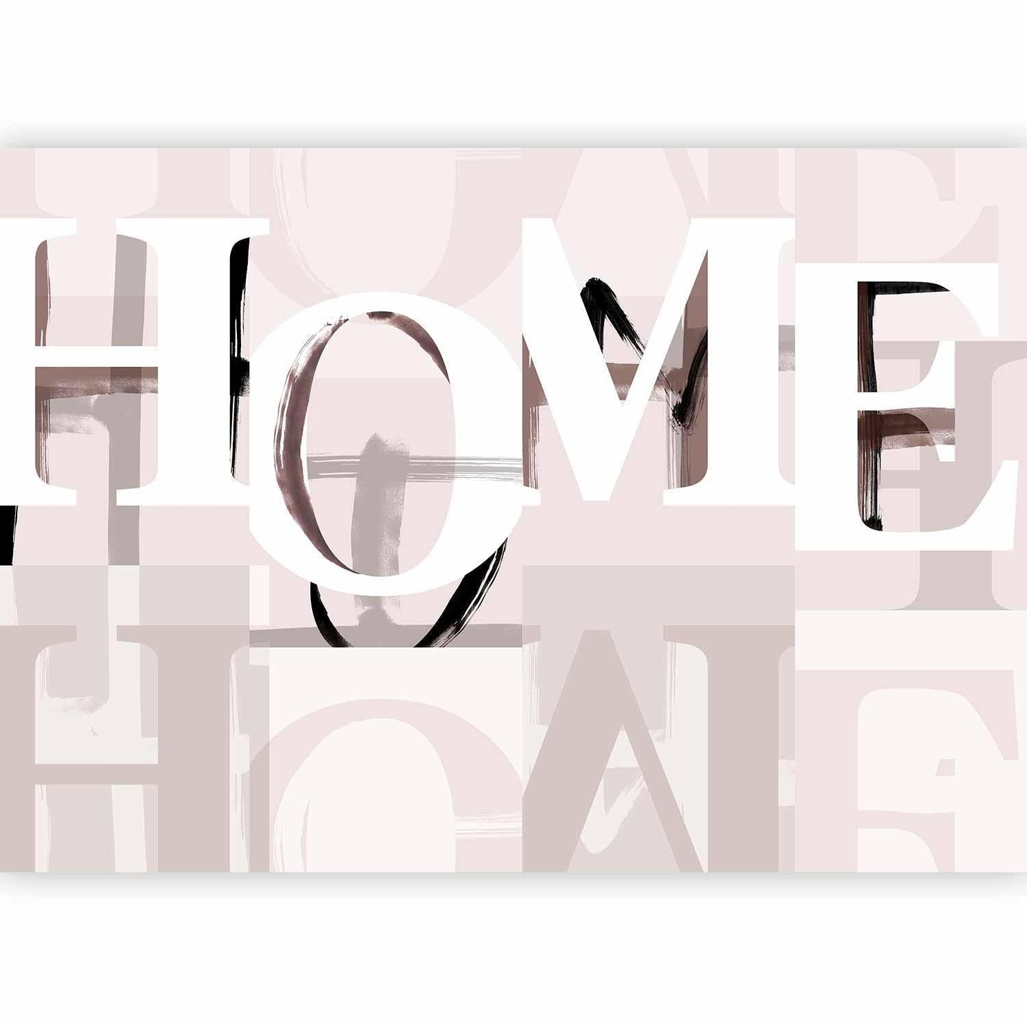 HOME Typography Wall Mural Wallpaper – Decorative Text Design with 3D Effect Illusion