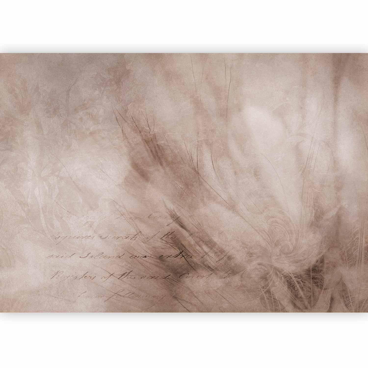 Abstract Scandi Boho Wall Mural Wallpaper – Delicate Lettering and Floral Composition with 3D Visual Depth