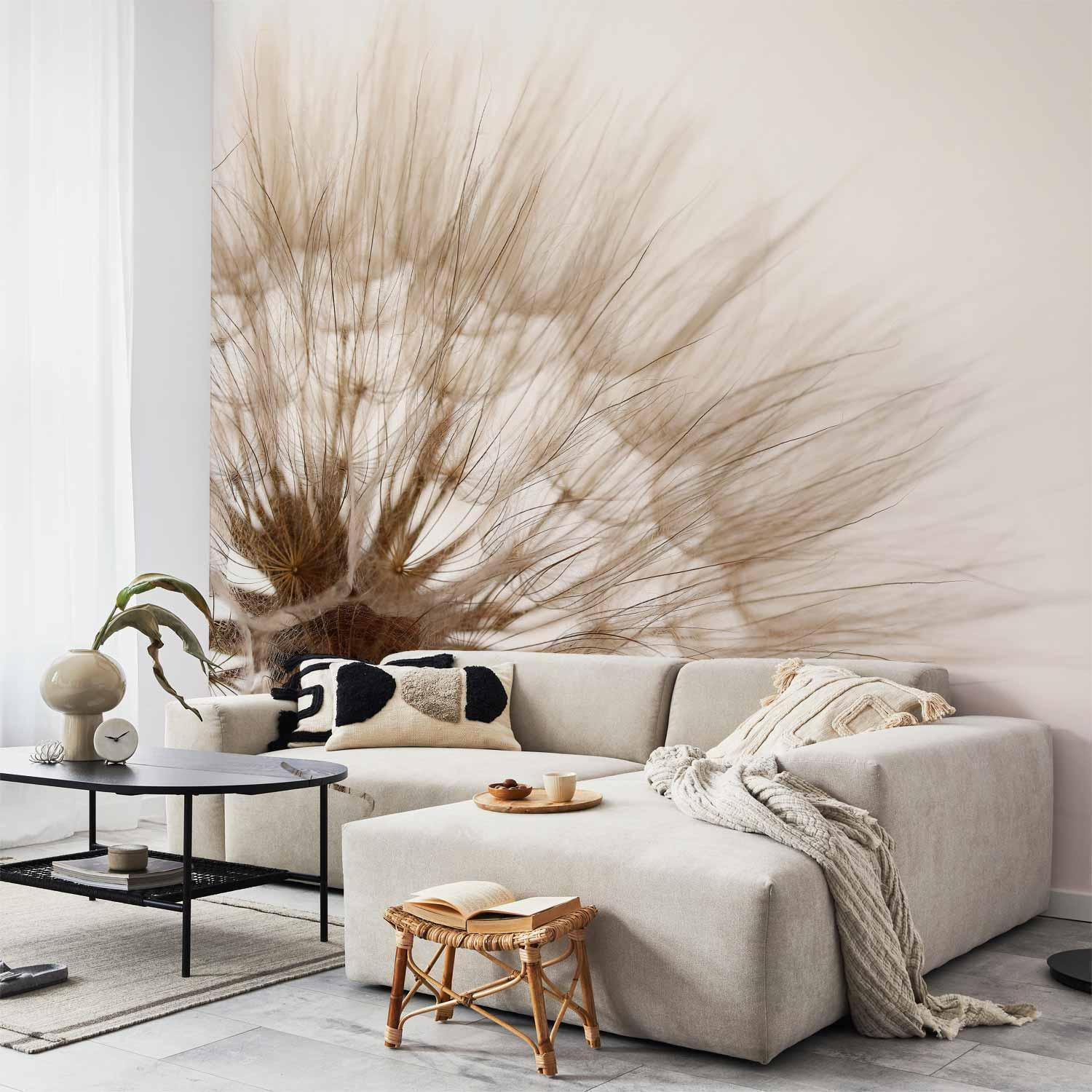 Sepia Flower Close-Up Wall Mural Wallpaper – Nature Macro Design with 3D Effect, High-Resolution Print