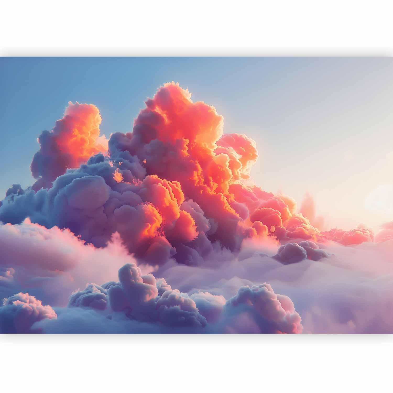 Twilight Cloud Wall Mural Wallpaper – Pink & Violet Sky with 3D Effect Illusion