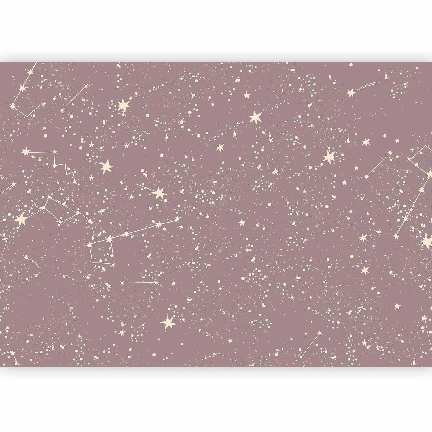 Pastel Night Sky Wall Mural Wallpaper – Artistic Constellations with Soft Depth Effect