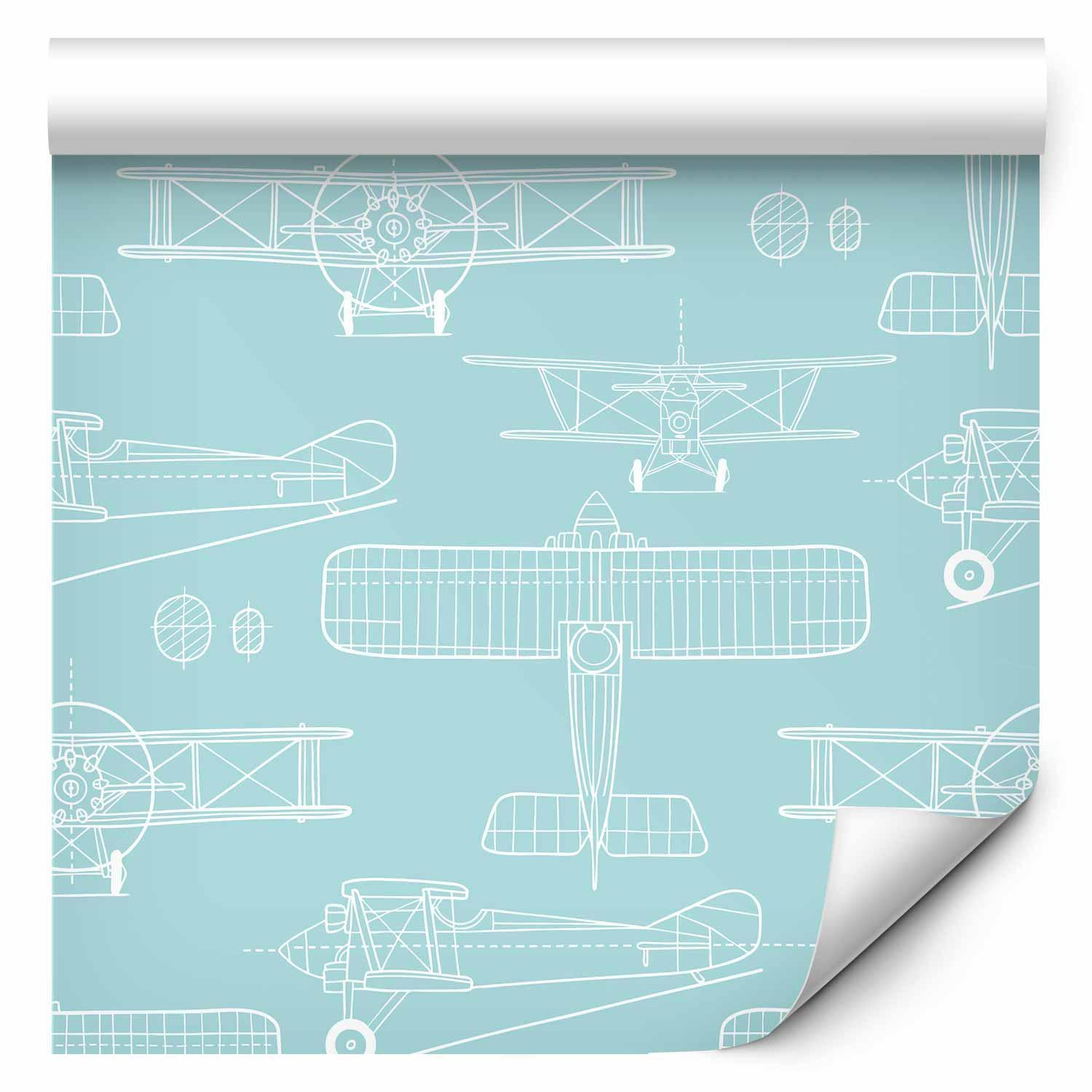 Fade-Resistant Airplane Sketch Wallpaper