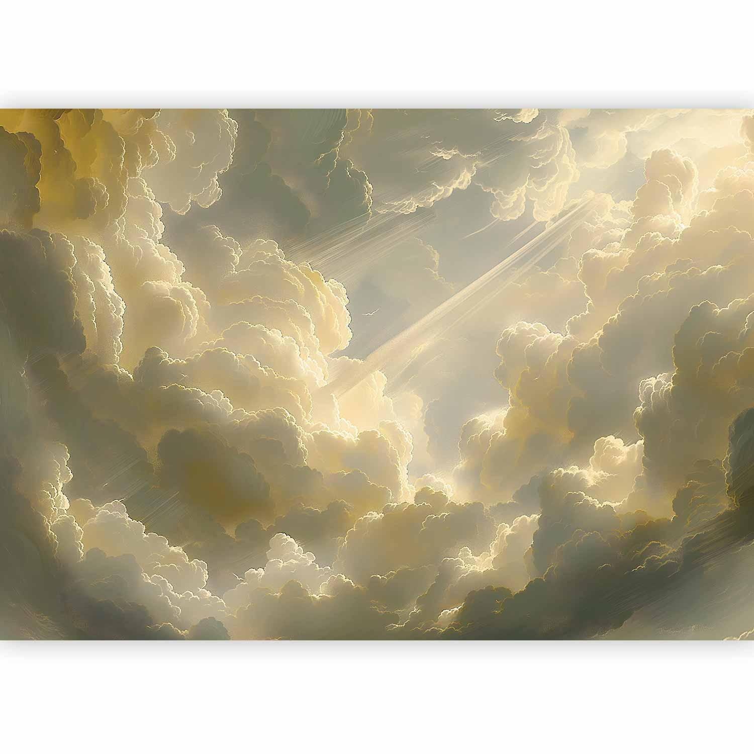 Colorful Cloud Wall Mural Wallpaper – Artistic Sky Design with 3D Effect Illusion