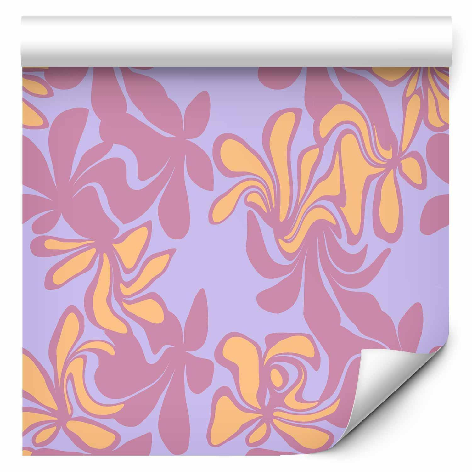 Exotic Two-Tone Floral Wallpaper