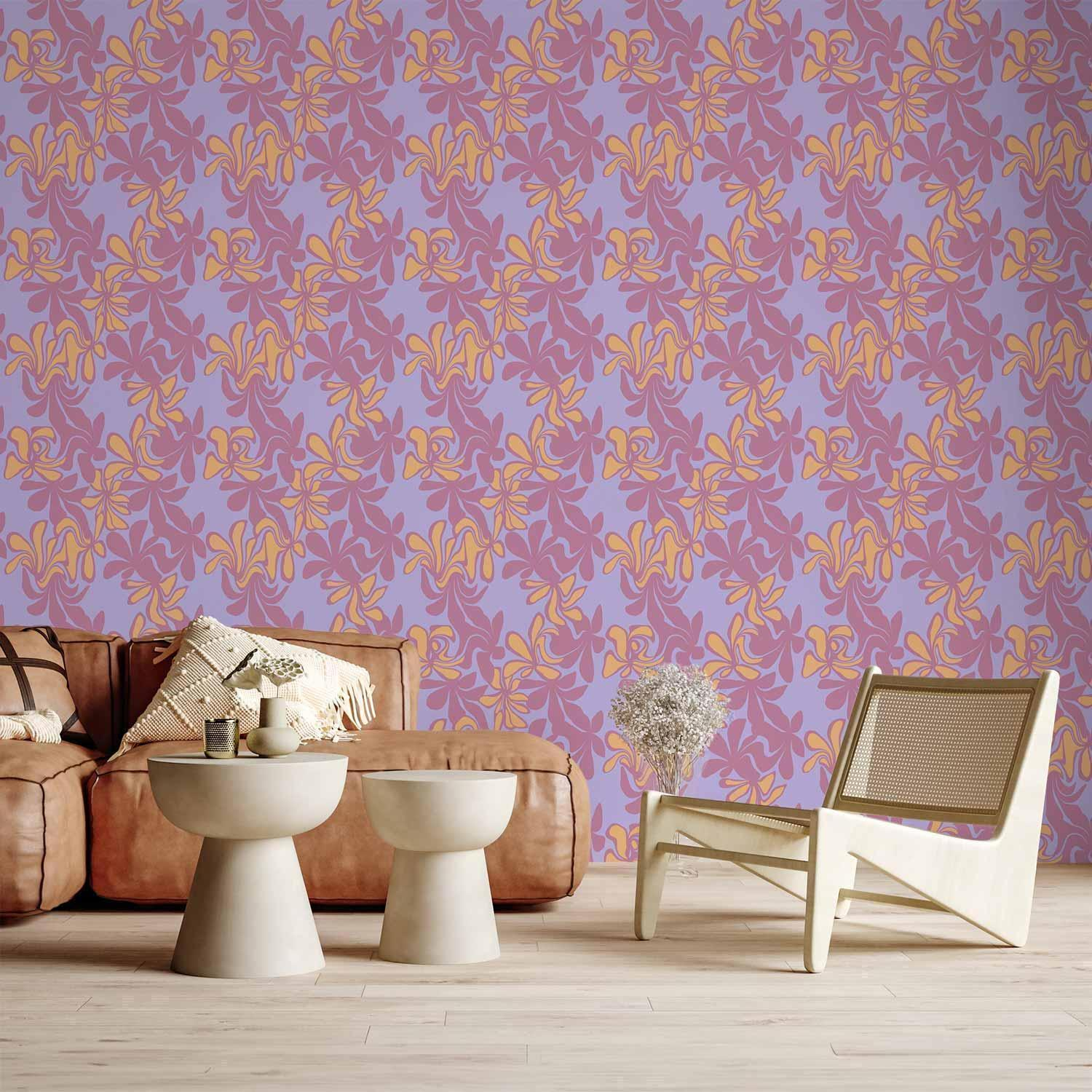 Exotic Two-Tone Floral Wallpaper