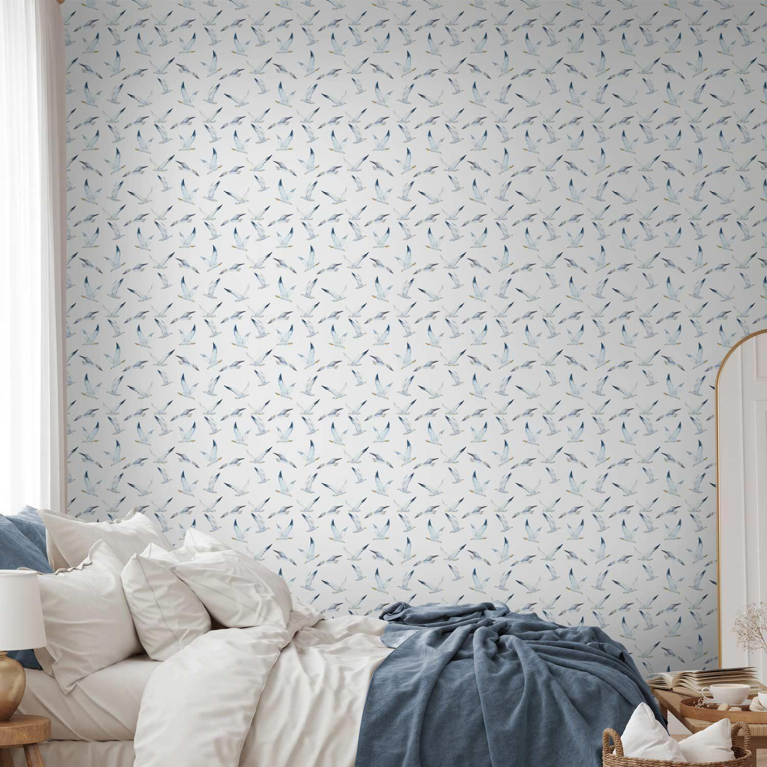 Premium Fade-Resistant Flying Seagulls Wallpaper