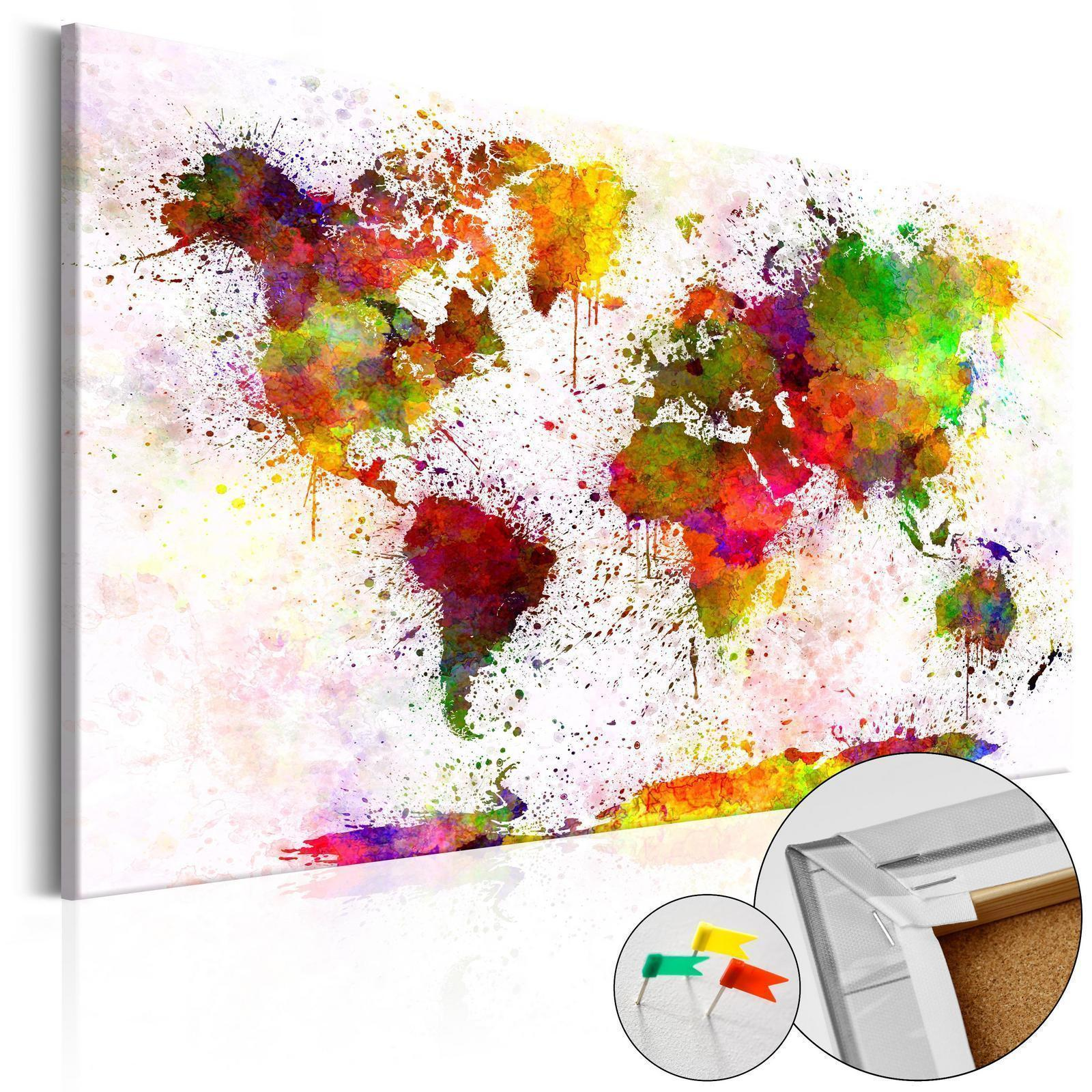 Artistic World Cork Wall Art – Premium Decorative Pinboard Canvas