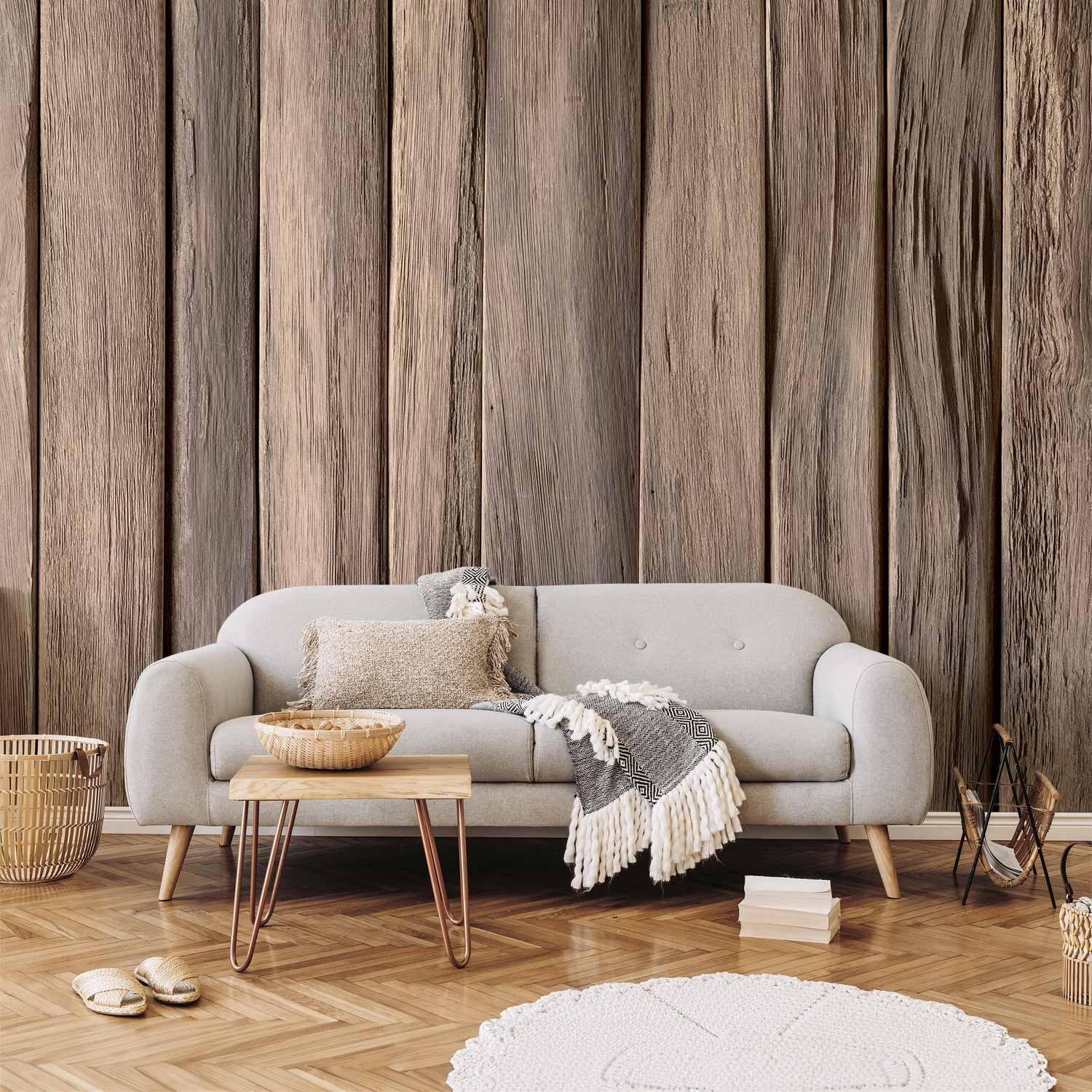 Classic Wood Wall Mural Wallpaper – Vertical Plank Design with 3D Surface Depth
