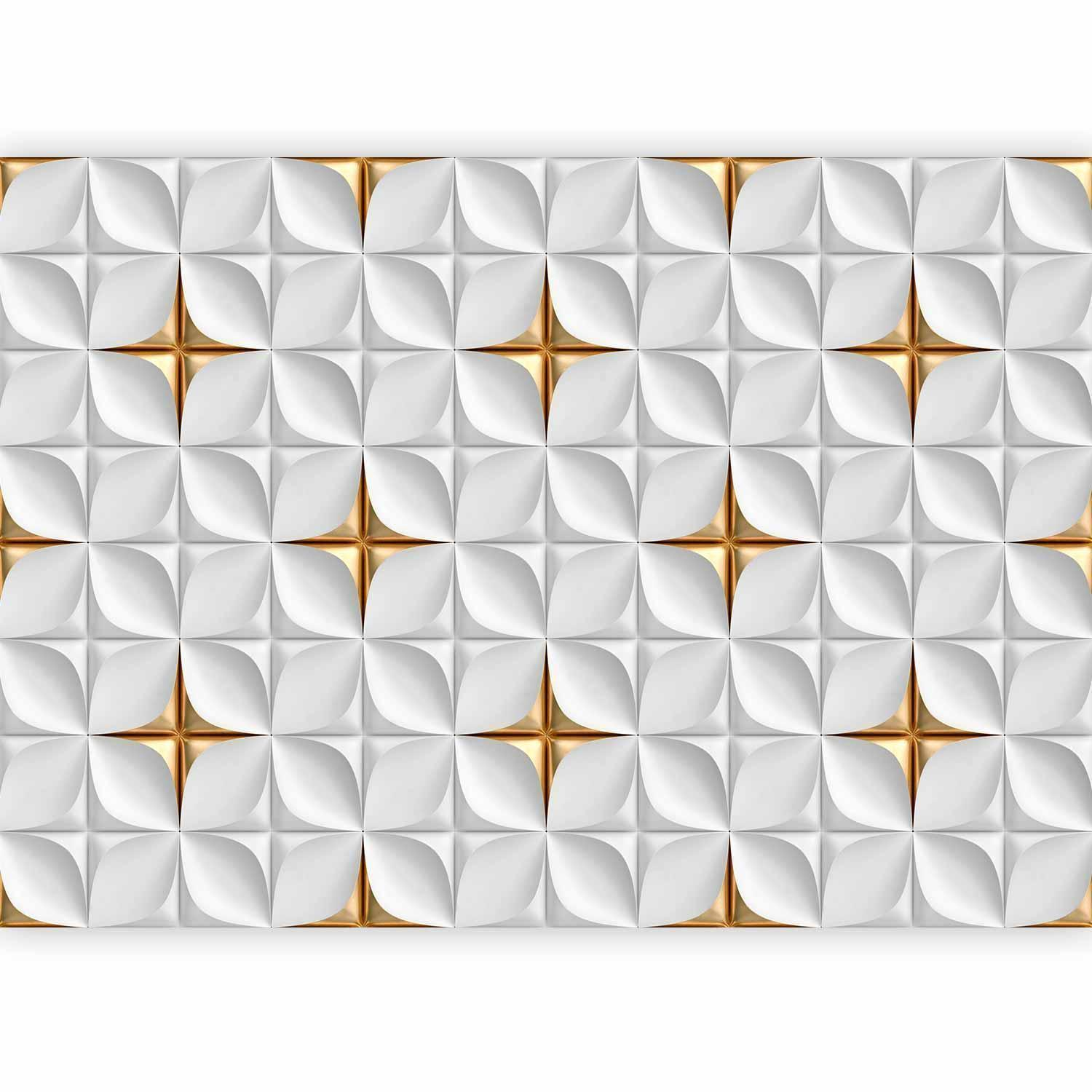 Golden Accent Wall Mural Wallpaper – Refined Metallic Tones with 3D Dimensional Effect
