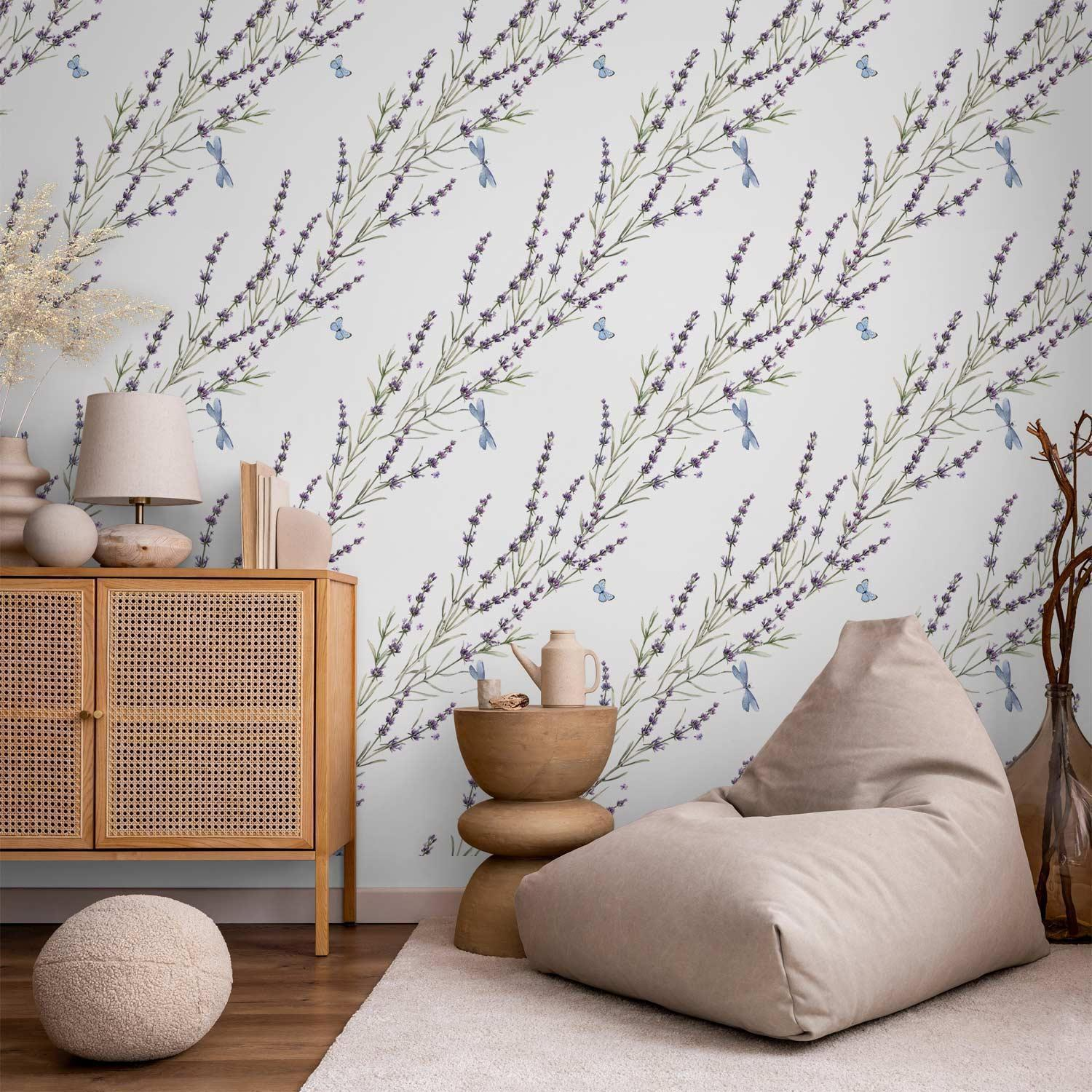Premium Fade-Resistant Lavender Butterfly Wallpaper