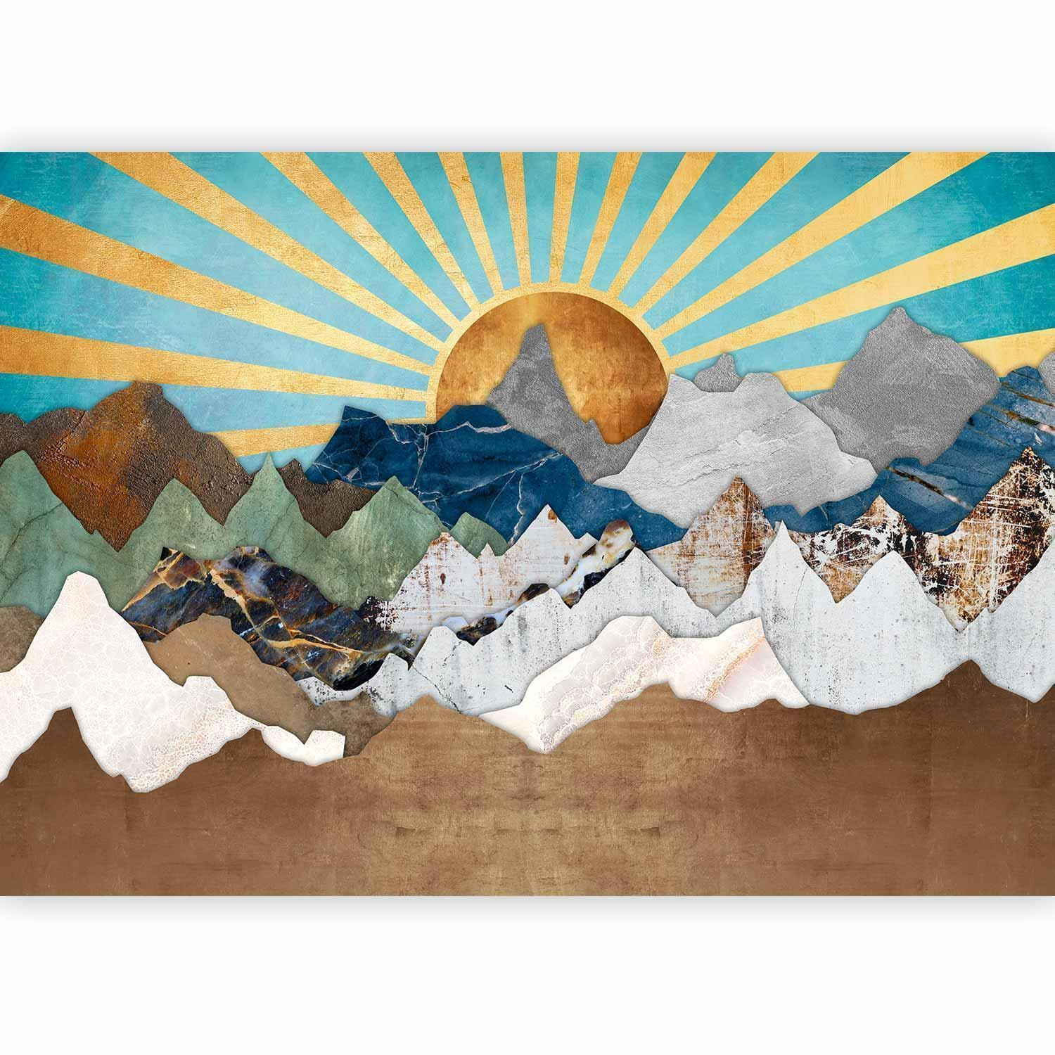 Morning in the Mountains Wall Mural with 3D Effect and Fade-Resistant Finish