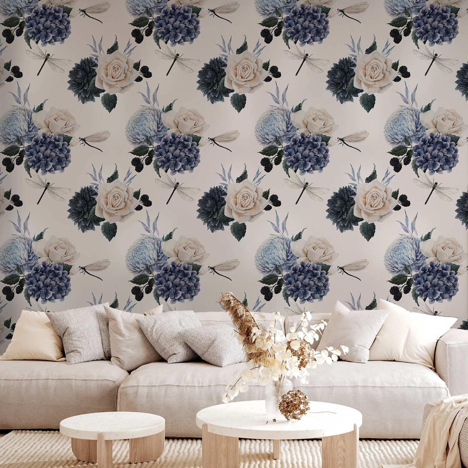 Premium Fade-Resistant Roses and Hydrangeas Wallpaper