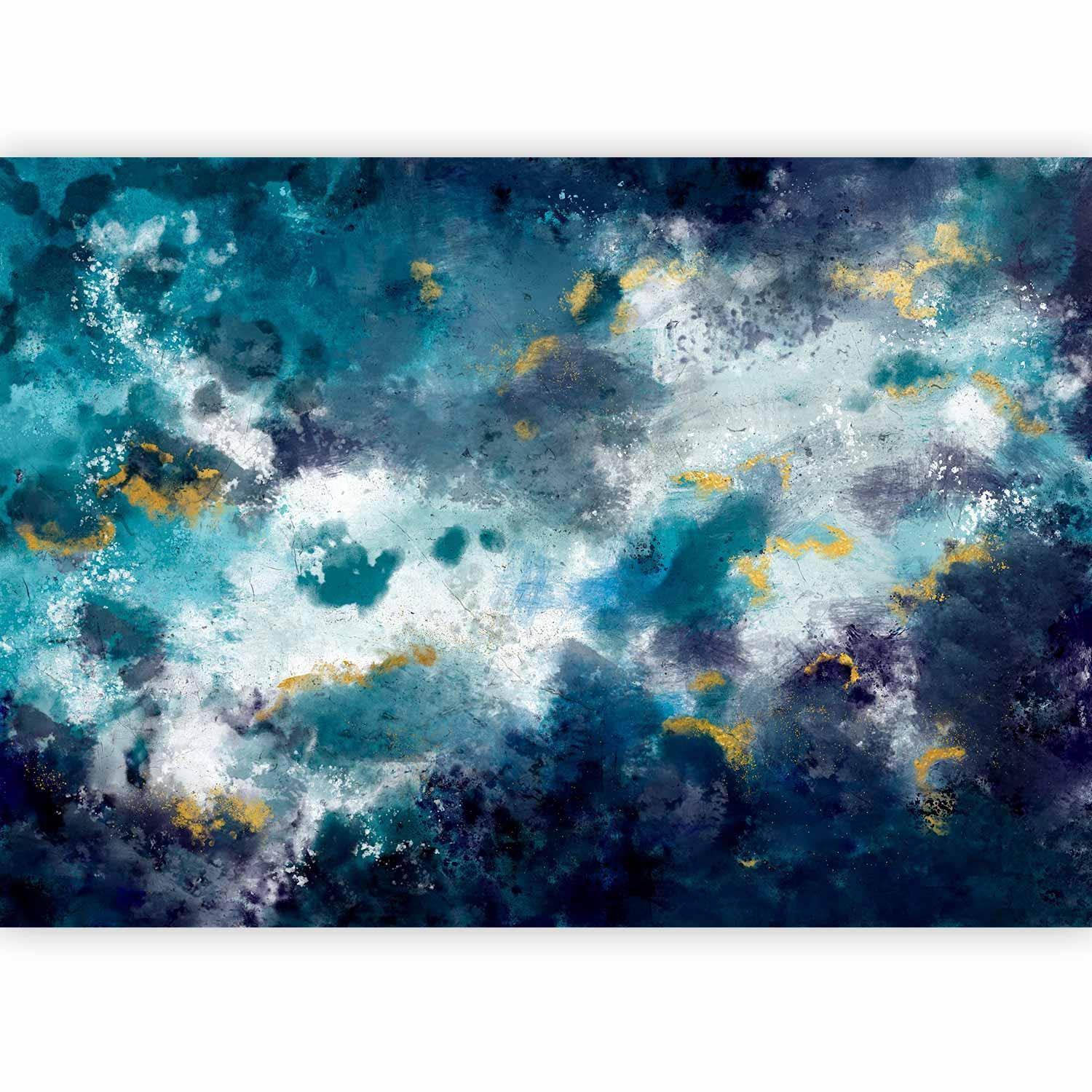 Stormy Ocean Wall Mural – Abstract Blue Watercolour Design with 3D Effect and Fade-Resistant Finish