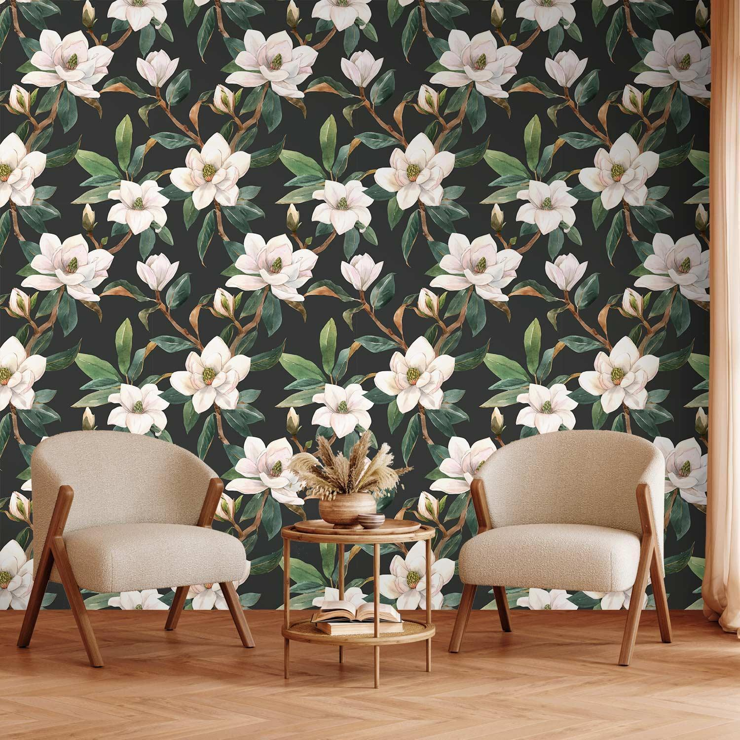 Premium Fade-Resistant White Magnolias Wallpaper