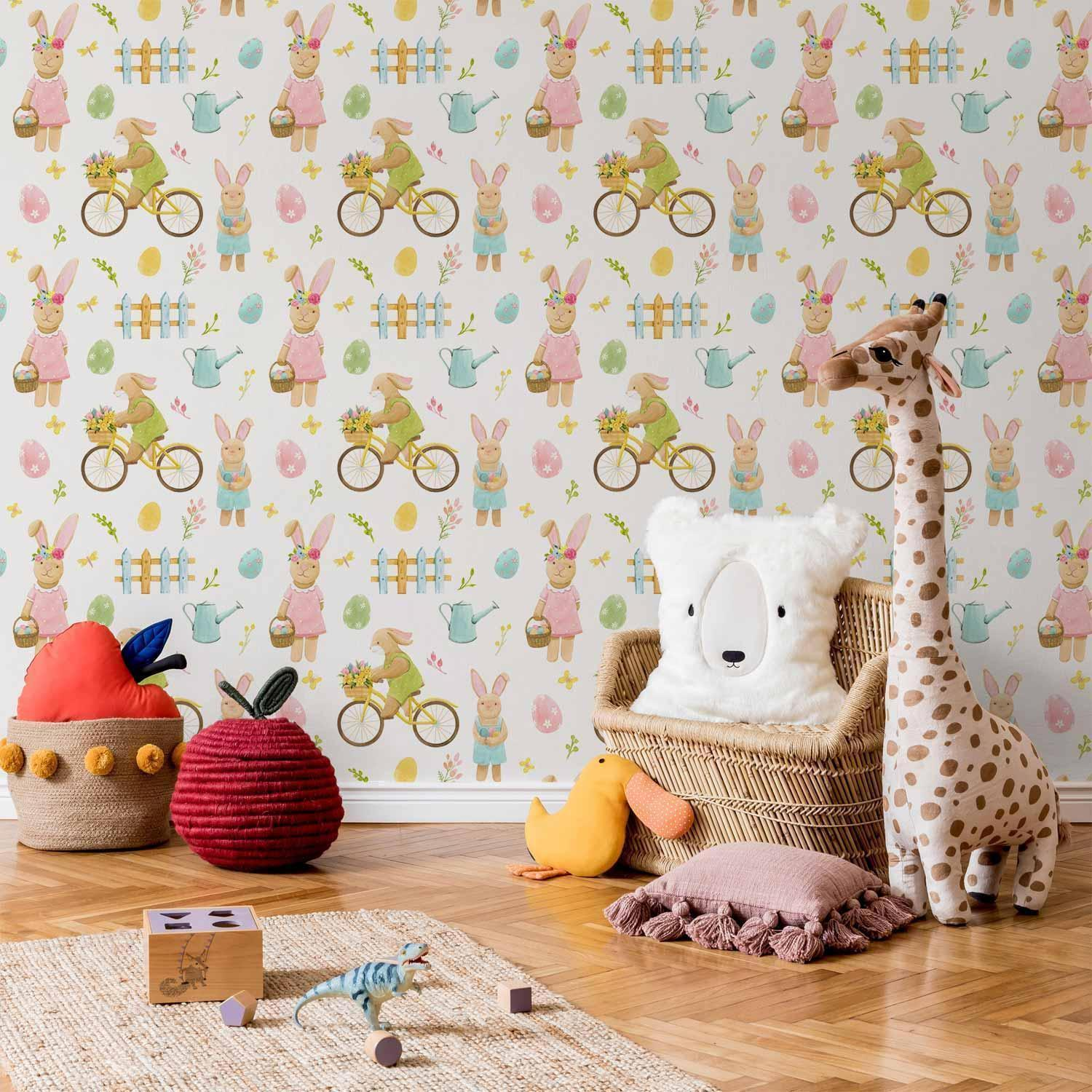 Premium Fade-Resistant Bunny Idyll Wallpaper