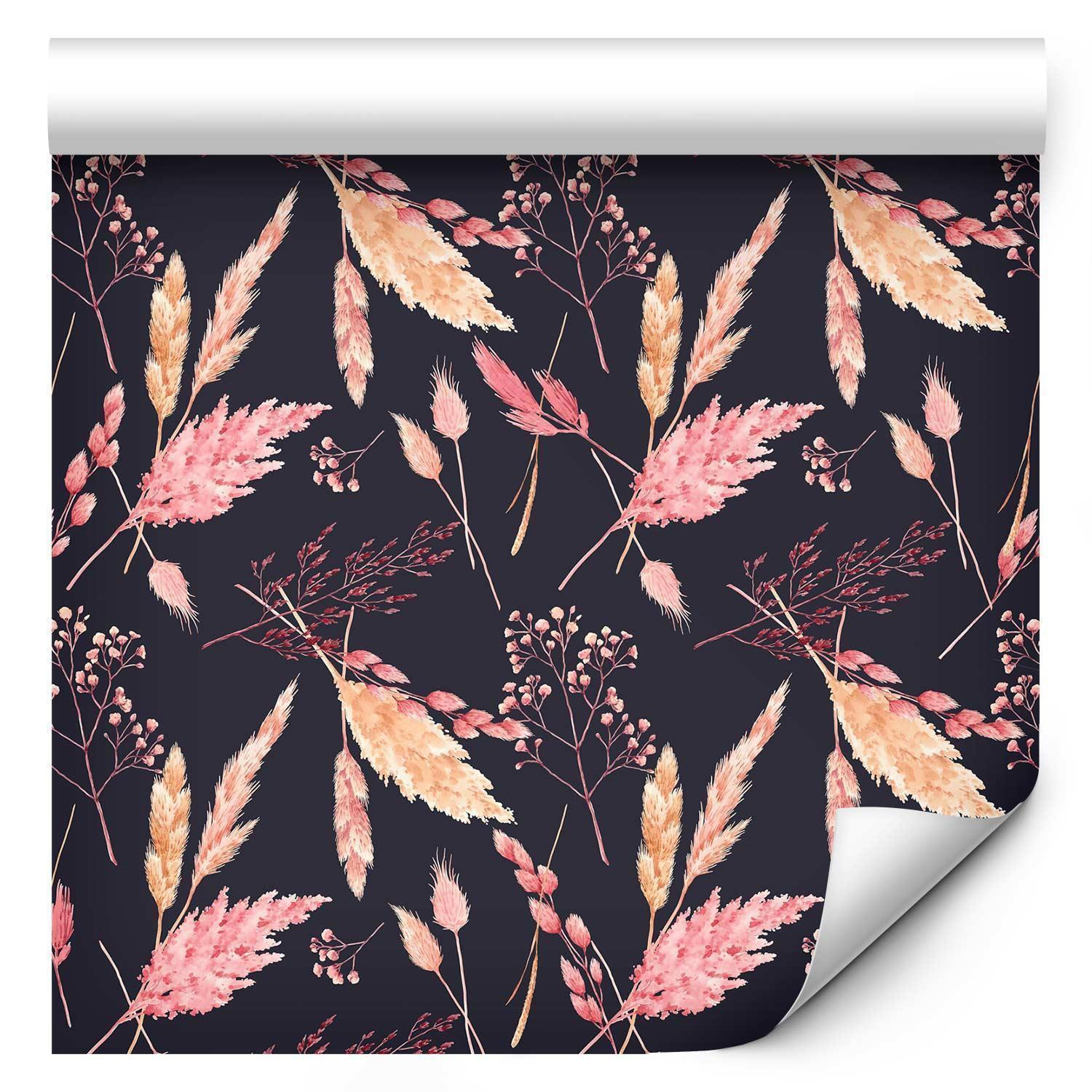 Premium Fade-Resistant Pink Grasses Wallpaper