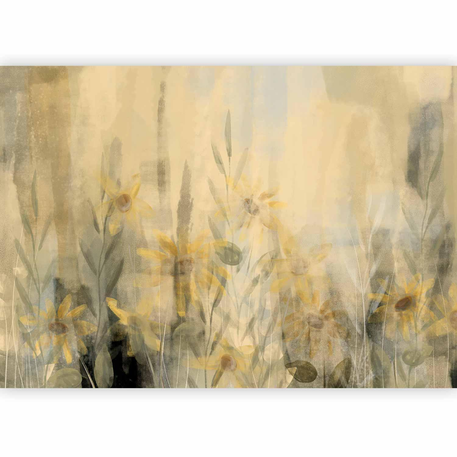 A Touch of Summer Wall Mural Wallpaper – Meadow Floral Scene with 3D Spatial Depth