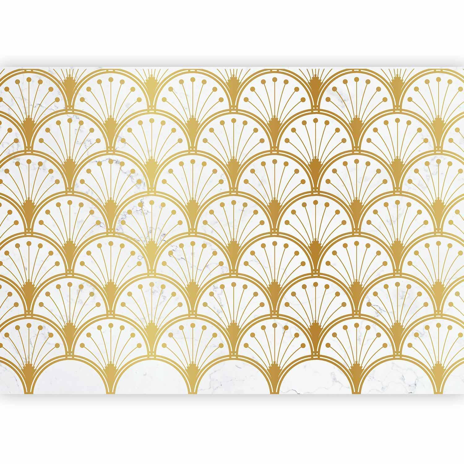 Gold and Marble Wall Mural Wallpaper – Art Deco Pattern with 3D Dimensional Depth