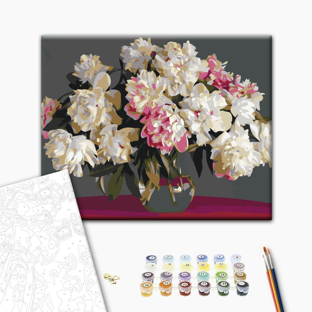 White Flowers in a Vase Paint by Numbers Kit
