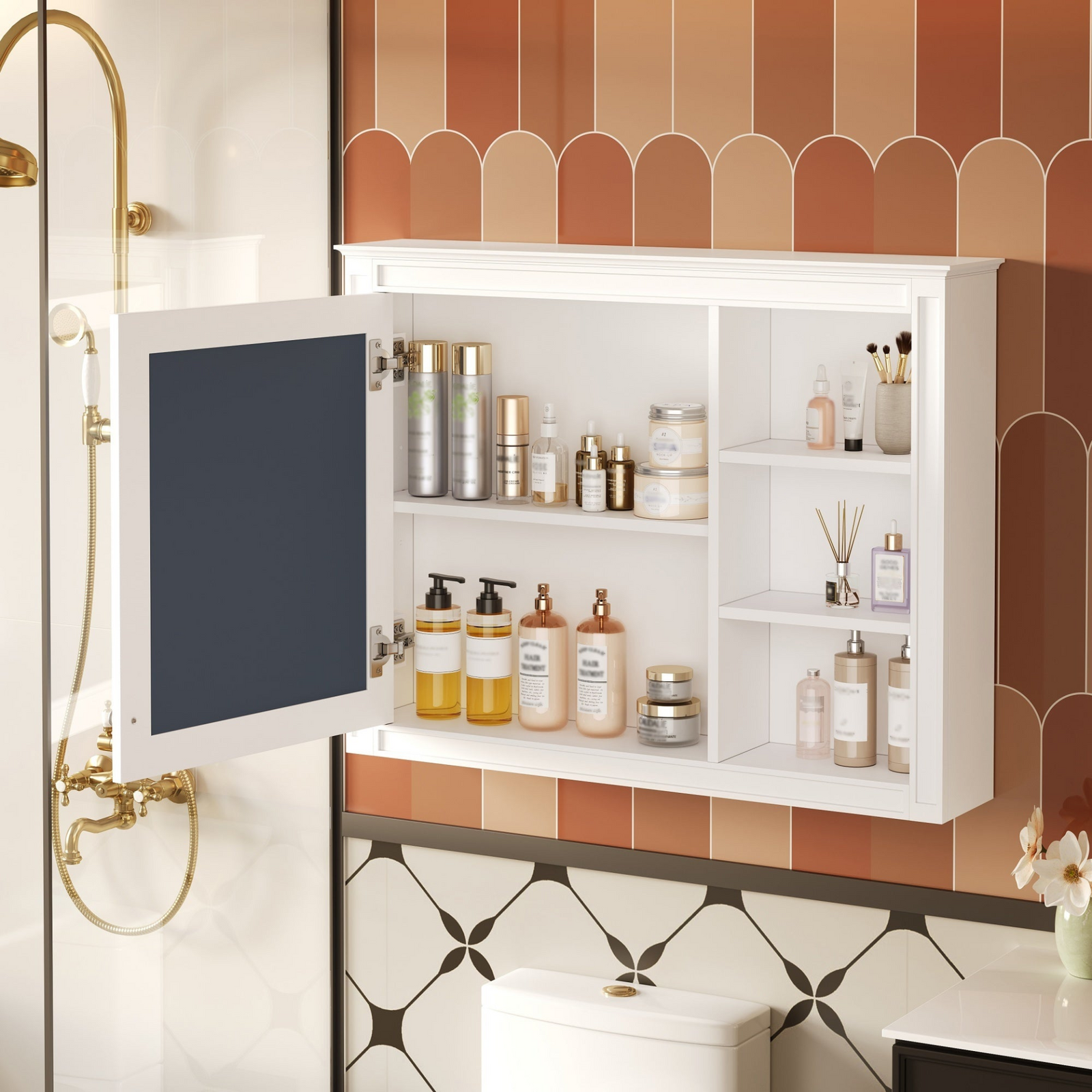 36'' x 28'' Medicine Cabinet, Wall Mounted Bathroom Storage Cabinet, Modern Bathroom Wall Cabinet with Mirror,Medicine Cabinet,  Mirror Cabinet with 1 adjustable Shelf
