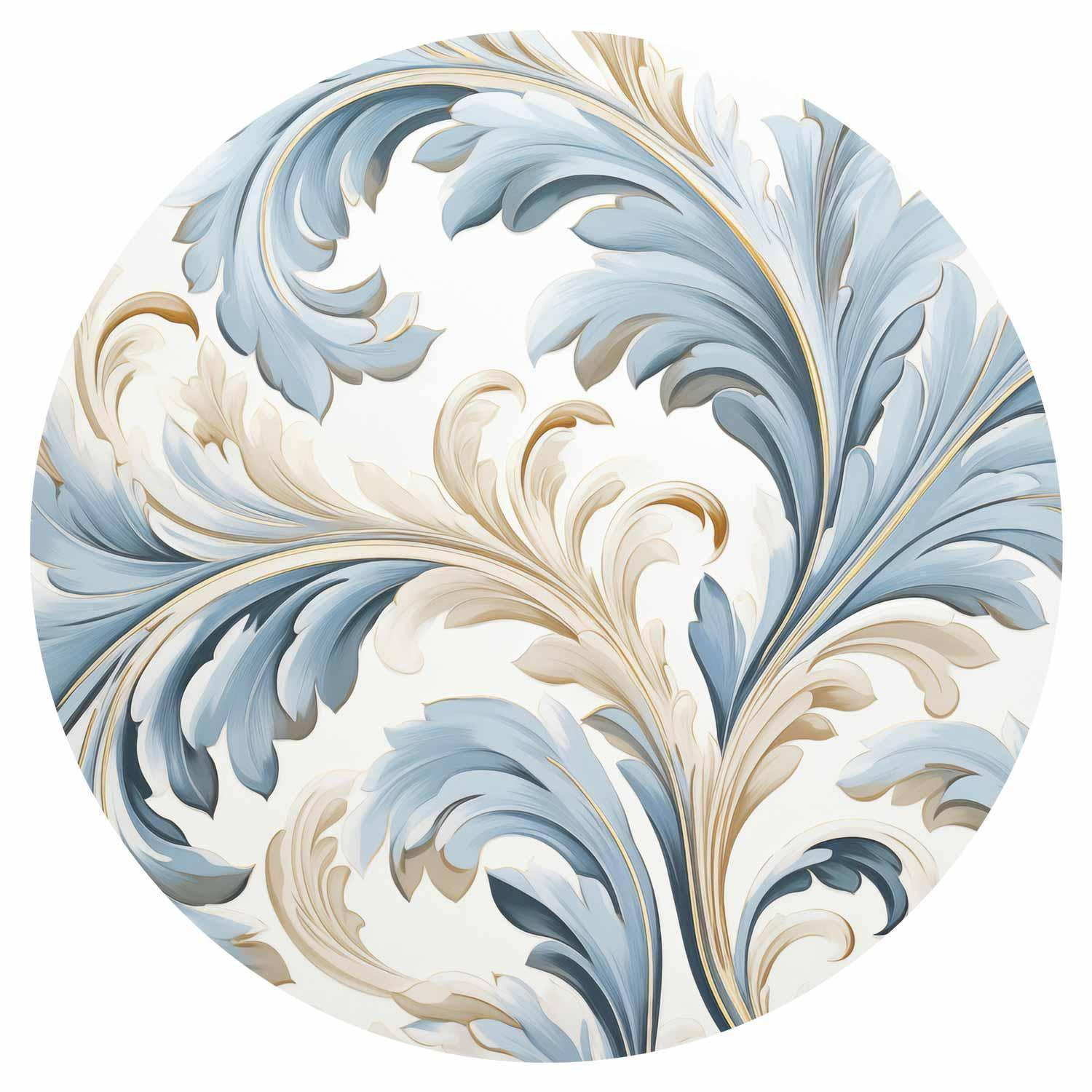 Baroque Vine Round Wall Mural – Bright Ornamental Design in Circular Form