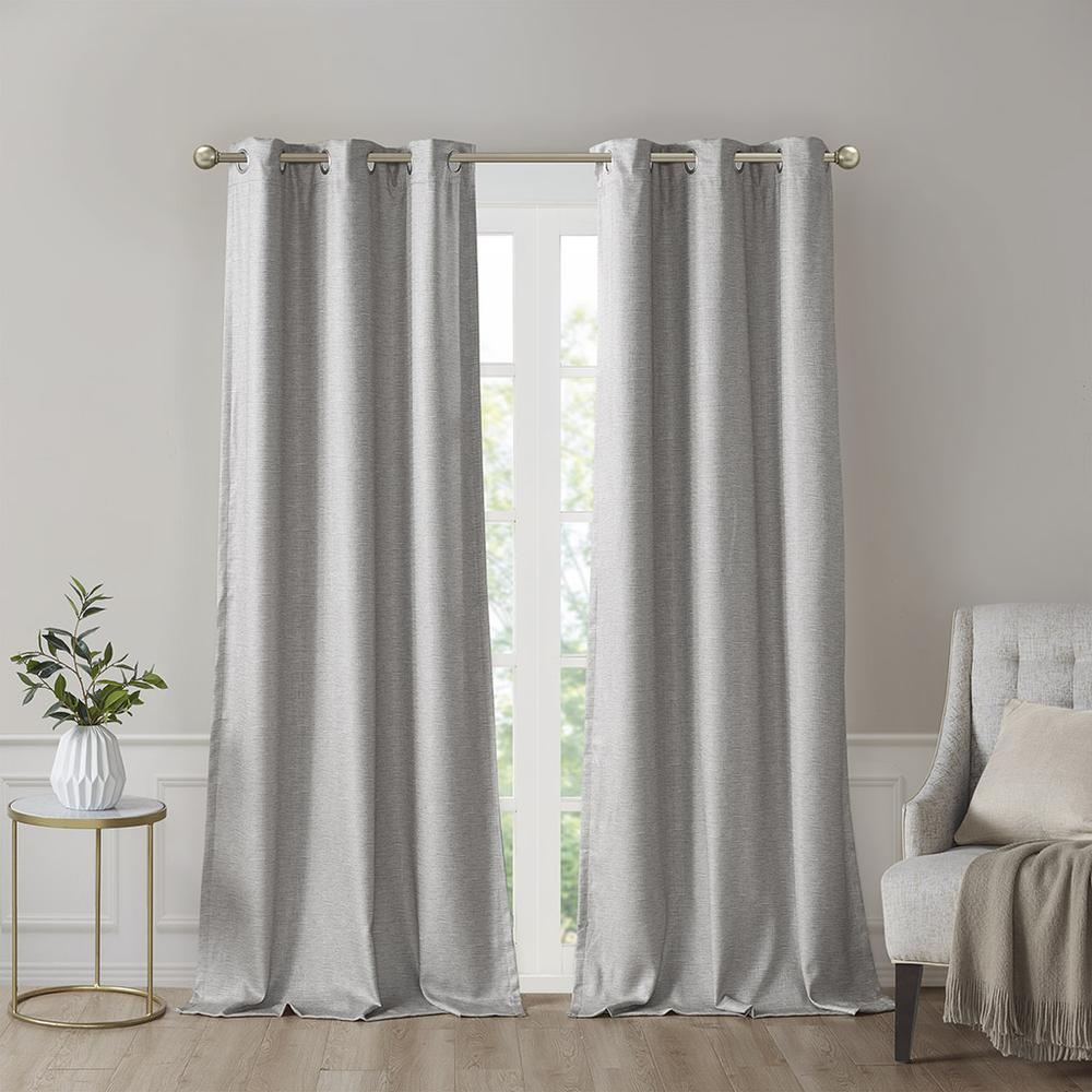 Tonal Printed Faux Silk Room Darkening Curtain Panel Pair