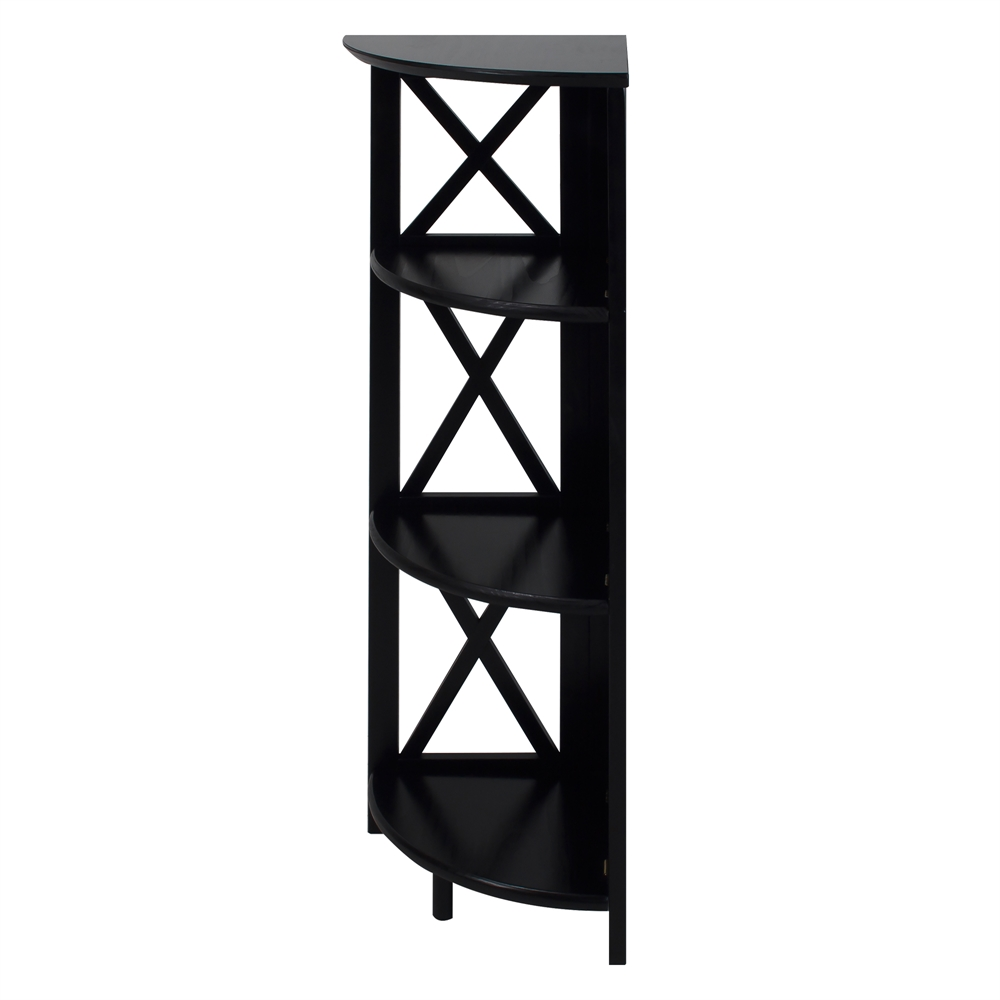 Montego 4-Shelf Corner Folding Bookcase-Black