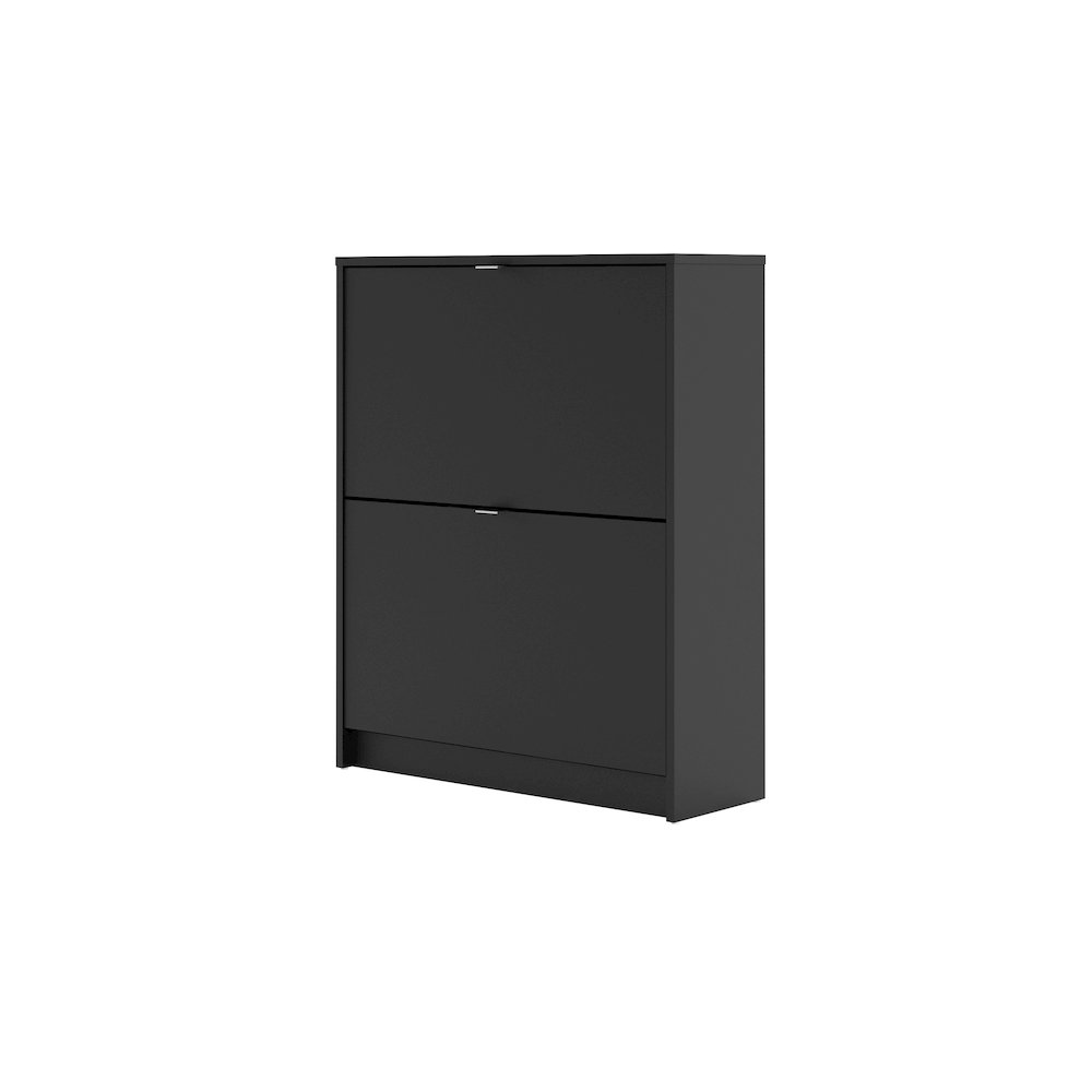 Bright 2 Drawer Shoe Cabinet, Black Matte