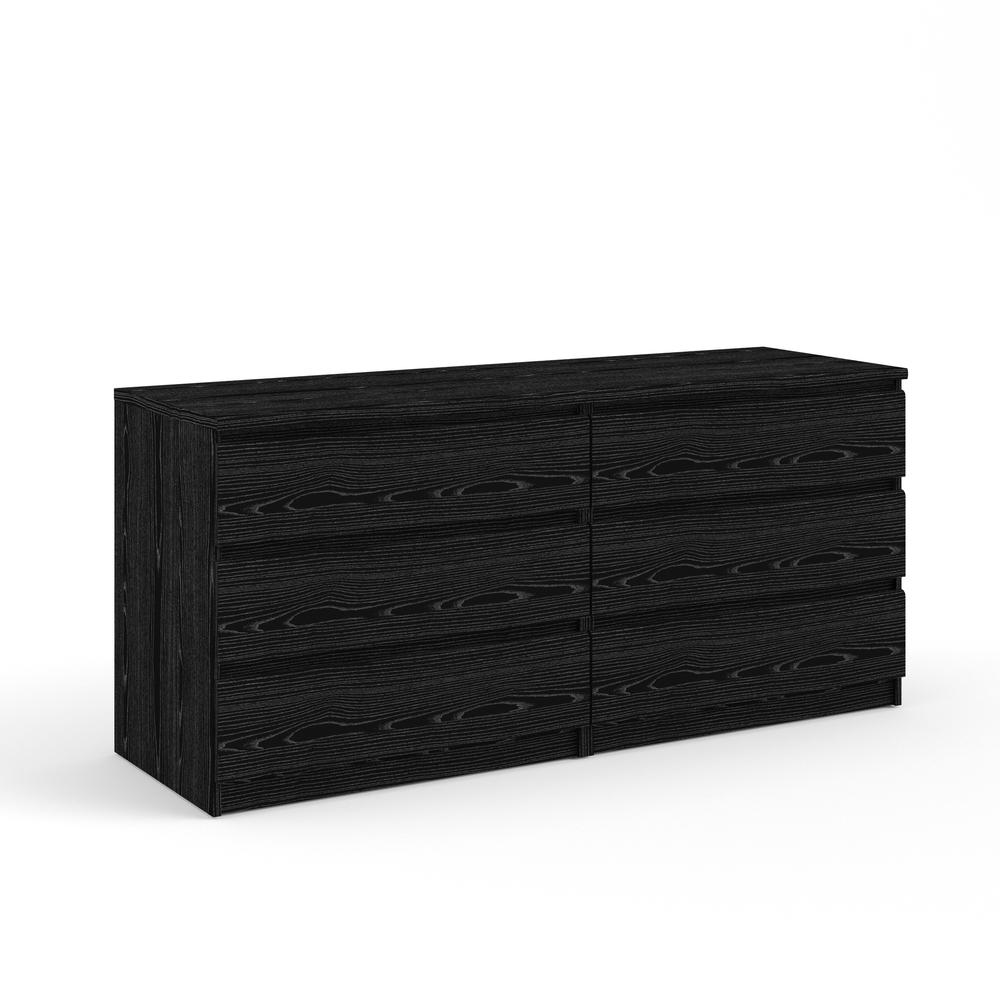 Scottsdale 6-Drawer Double Dresser in Black Wood Grain Finish