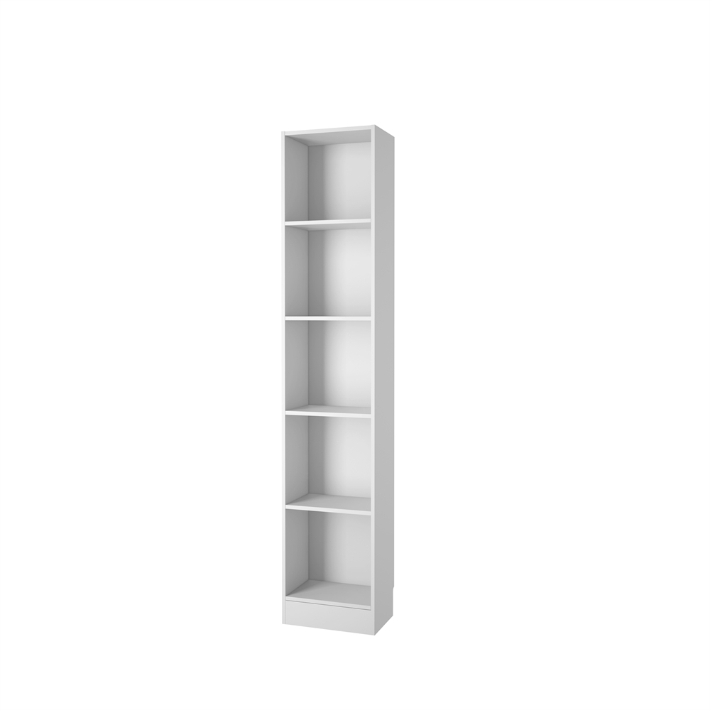 Basic Tall Narrow 5 Shelf Bookcase - White