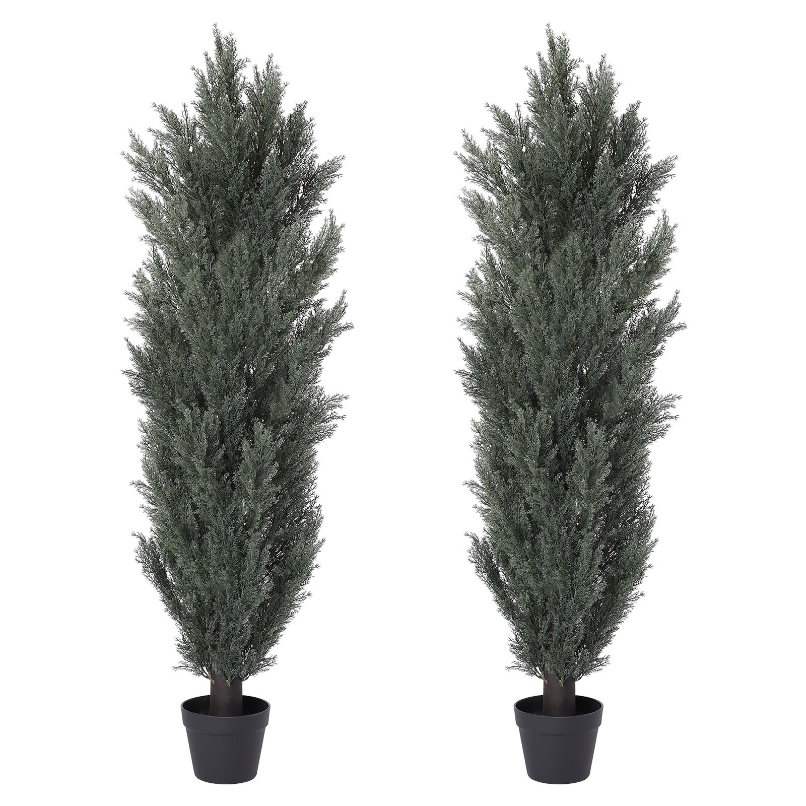 5FT Detachable Artificial Green Cypress Tree Realistic Tall Faux Plant for Indoor and Outdoor Decoration 2pcs/set