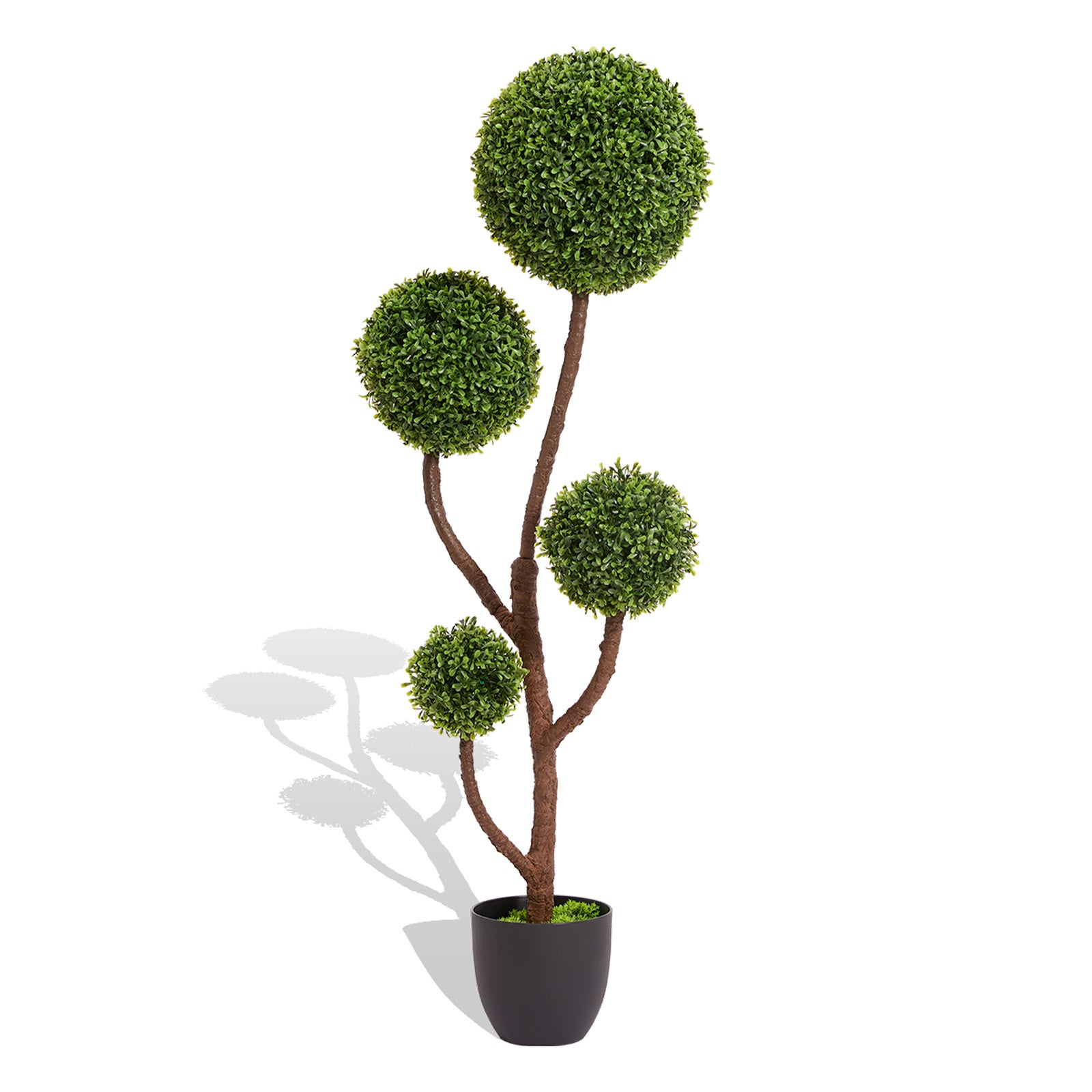 4FT Tall Artificial Boxwood Topiary Tree Large Faux Green Plant in Pot for Indoor Outdoor Home Office Porch Decor, 1pc/set