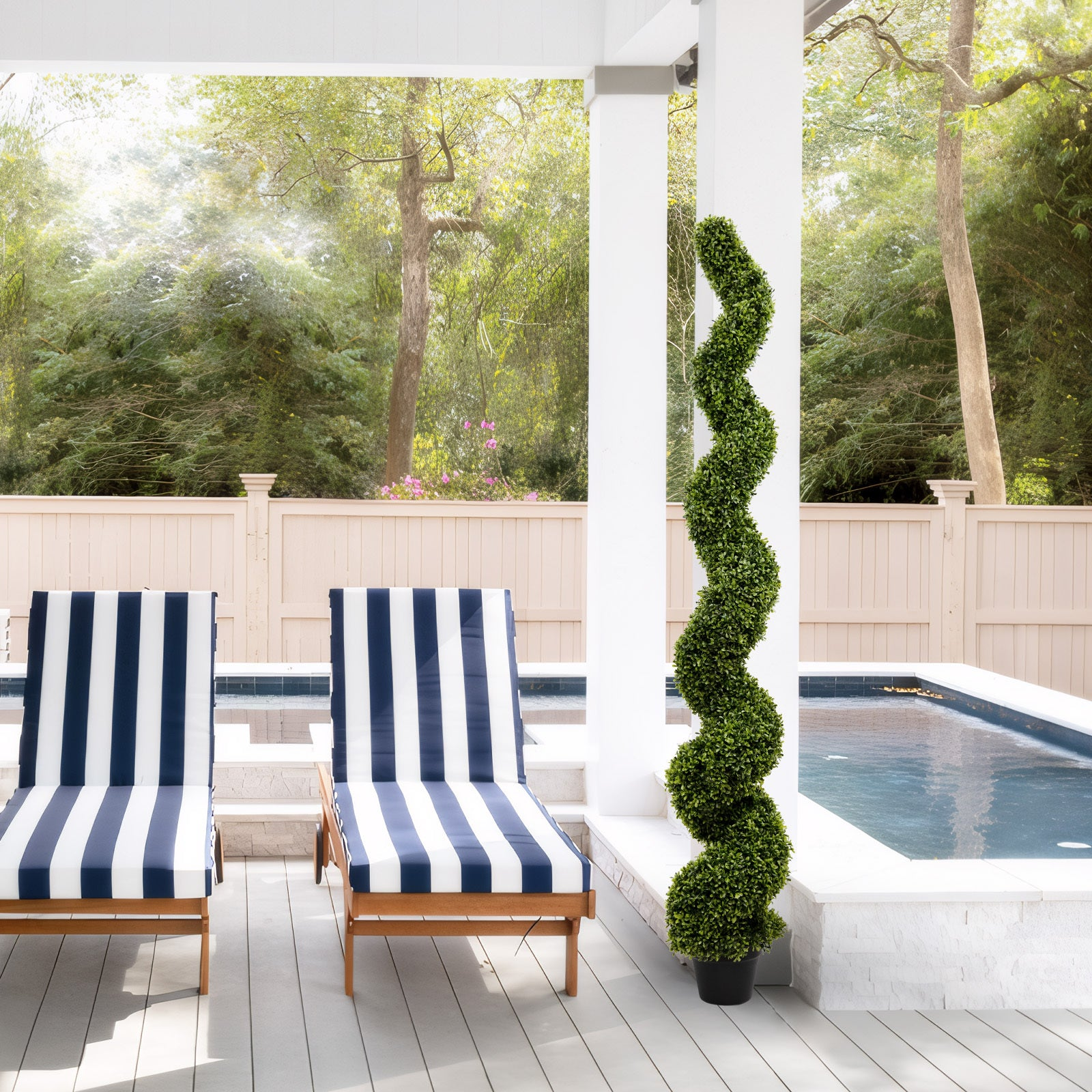 Artificial Outdoor UV Resistant Plastic Boxwood Topiary Spiral Tree 180cm Set of 2