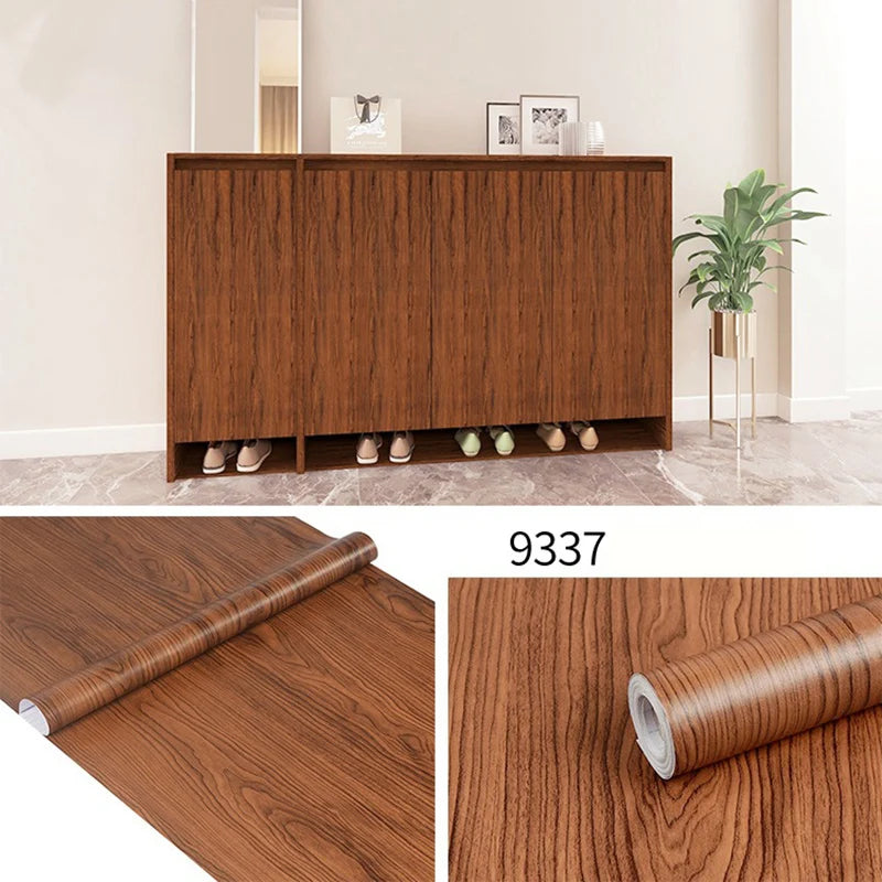 45CM PVC Wood Striped Self-Adhesive Waterproof Wallpaper Sticker