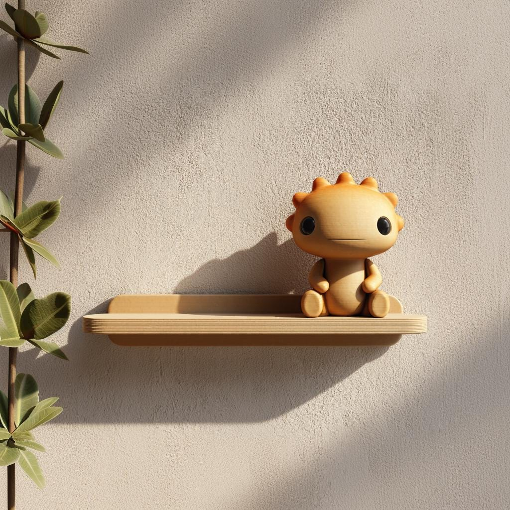 3D Printed Sun Critter Wall Shelf – Playful Floating Shelf for Small Decor and Keepsakes