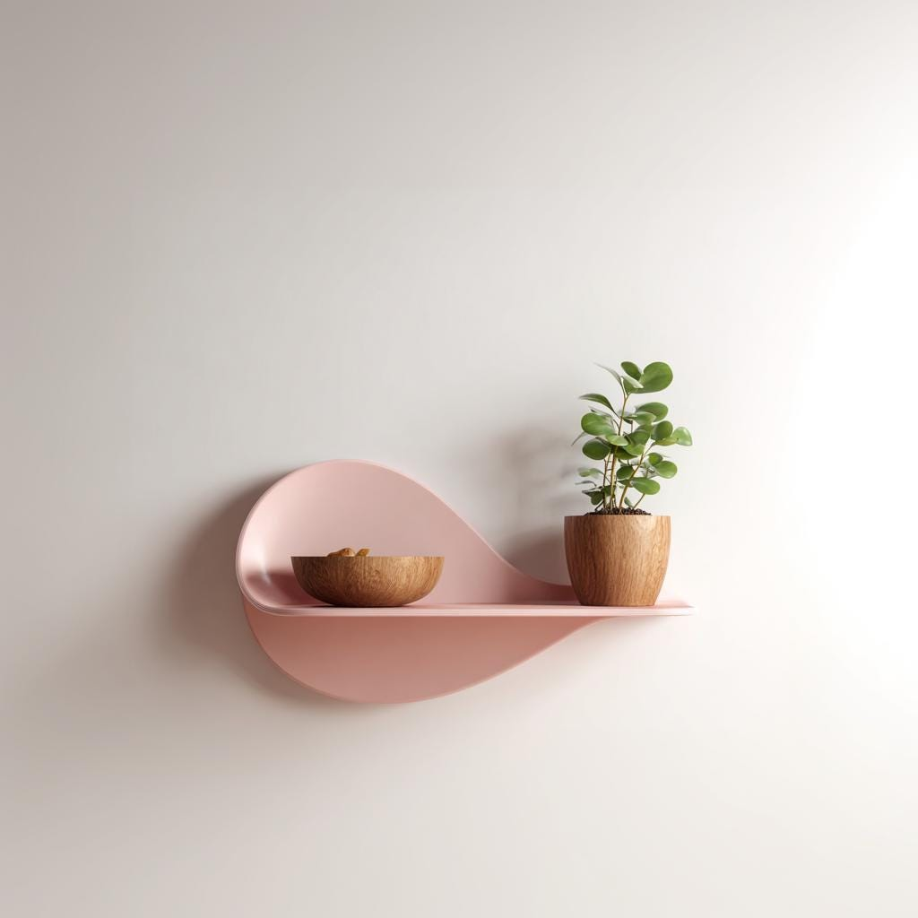 3D Printed Wavy Wall Shelf – Abstract Floating Display Shelf for Modern Decor