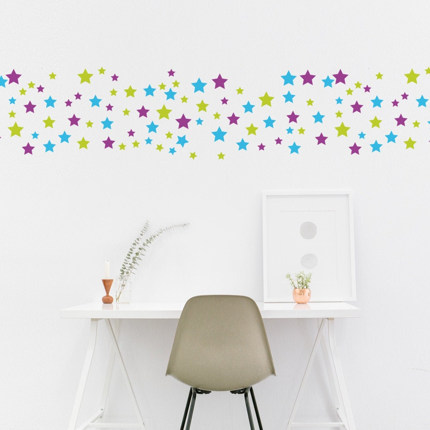 Star Wall Decals Set (60pcs) – Removable Vinyl Stickers for a Soft, Dreamlike Nursery Atmosphere
