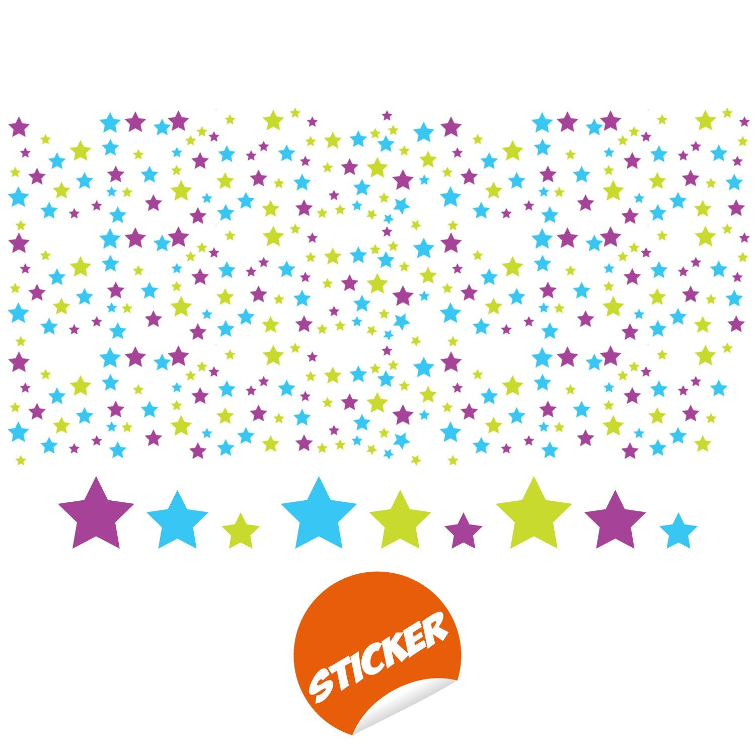 Star Wall Decals Set (60pcs) – Removable Vinyl Stickers for a Soft, Dreamlike Nursery Atmosphere