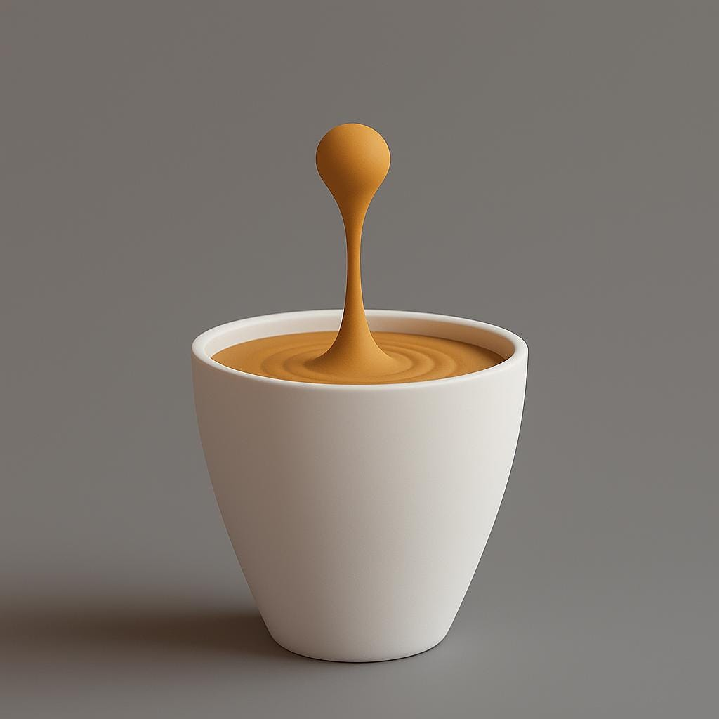 3D Printed Floating Coffee Drop Sculpture – Espresso Illusion Decor for Kitchen & Coffee Bar
