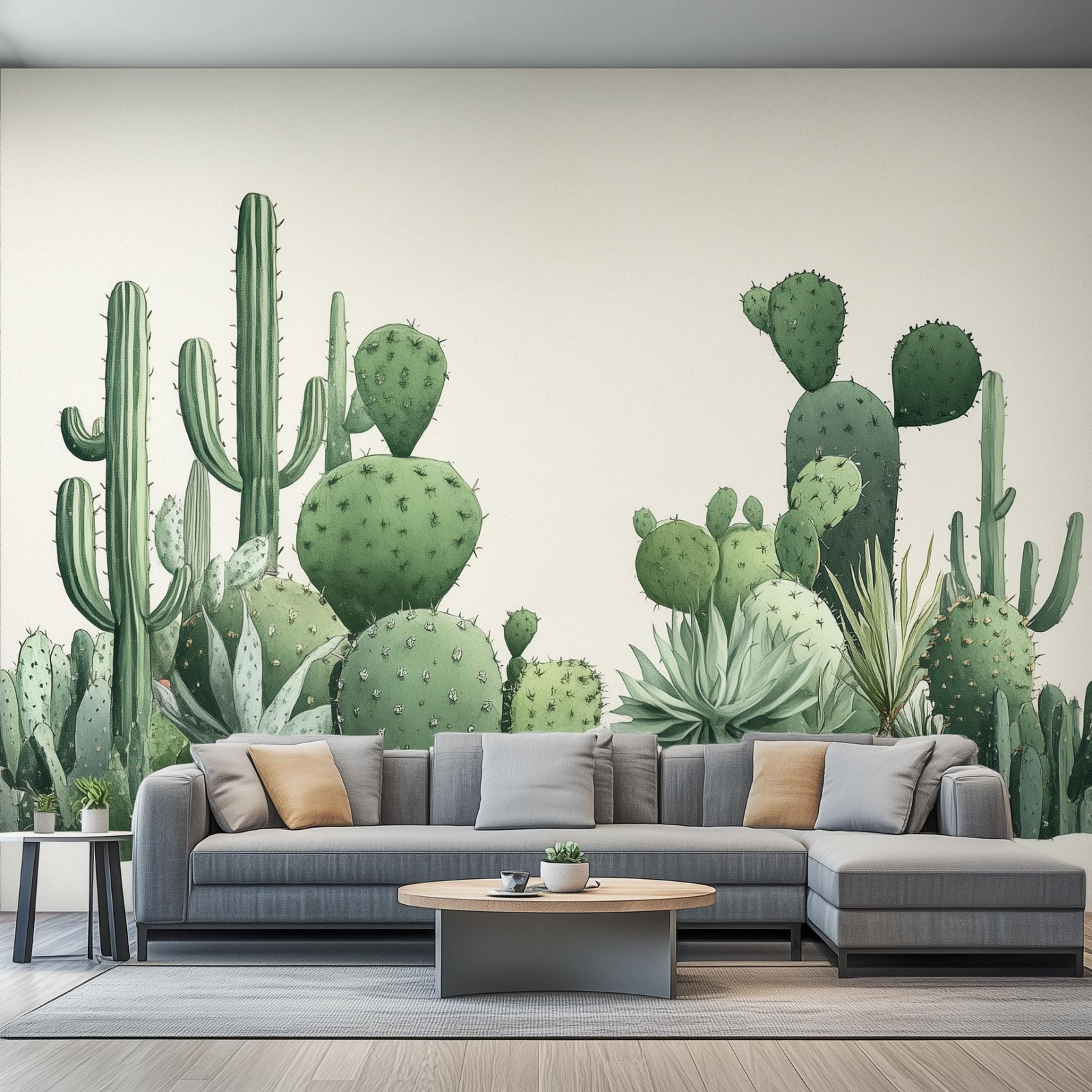 Watercolor Cactus Wall Decal – Peel and Stick Botanical Vinyl Wall Sticker for Boho Home Decor