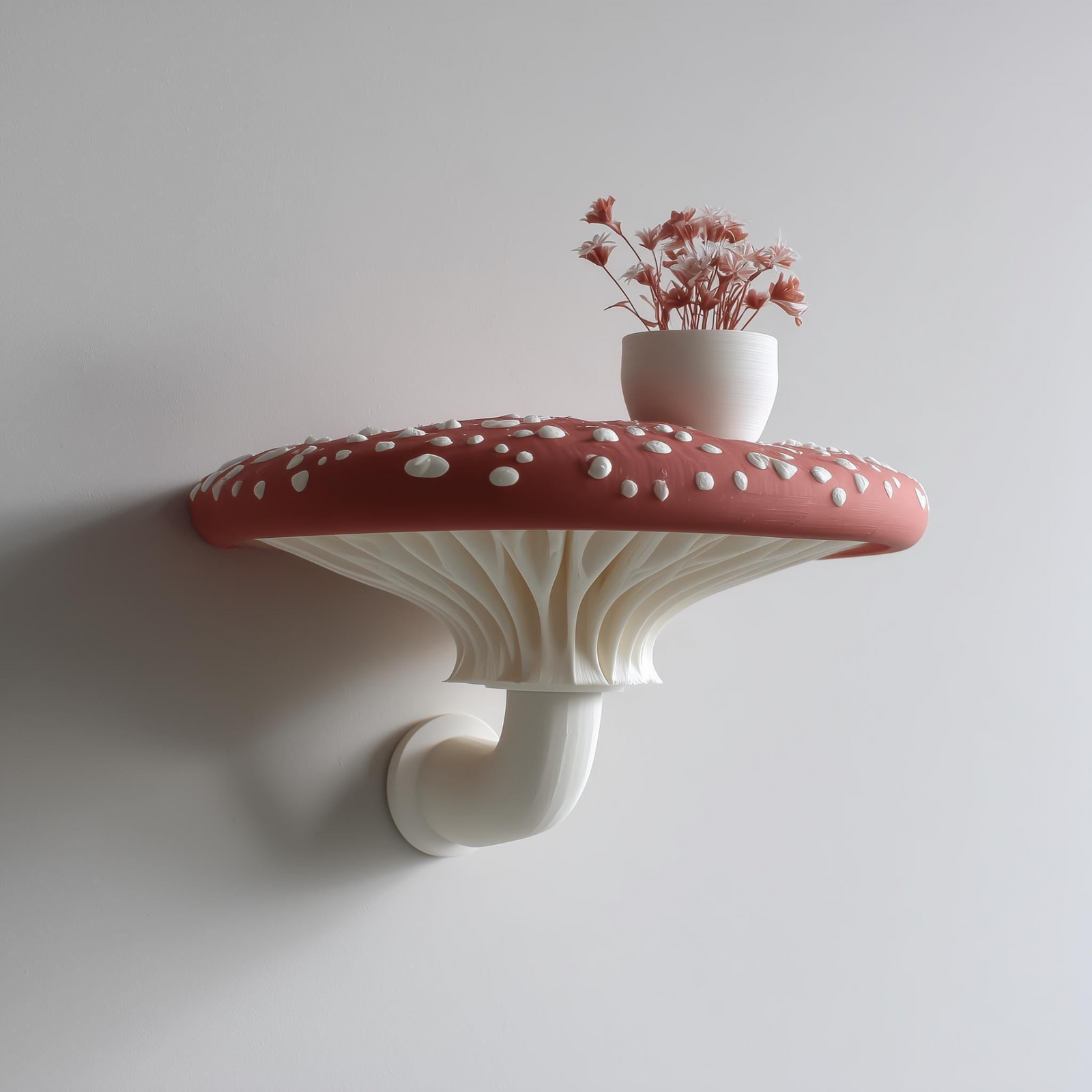 3D Printed Mushroom Wall Shelf | Toadstool Floating Ledge Decor | Whimsical Amanita Inspired Wall Art for Cozy Stylish Homes and Offices