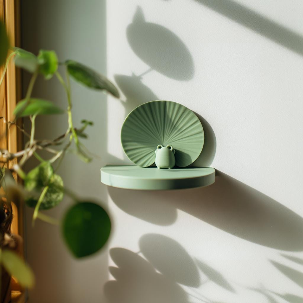 3D Printed Frog Wall Shelf – Nature-Inspired Floating Shelf for Small Decor