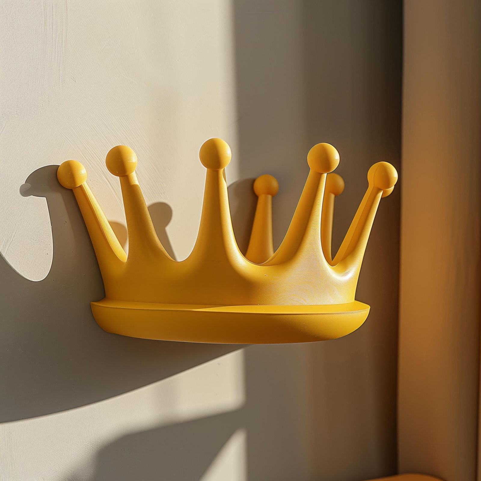 3D Printed Crown Wall Shelf | Modern Floating Kids Room Ledge | Playful Minimalist Wall Decor Accent for Nurseries, Playrooms and Bedrooms