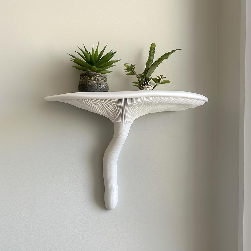 3D Printed Artist’s Conk Mushroom Wall Shelf – Sculptural Floating Decor
