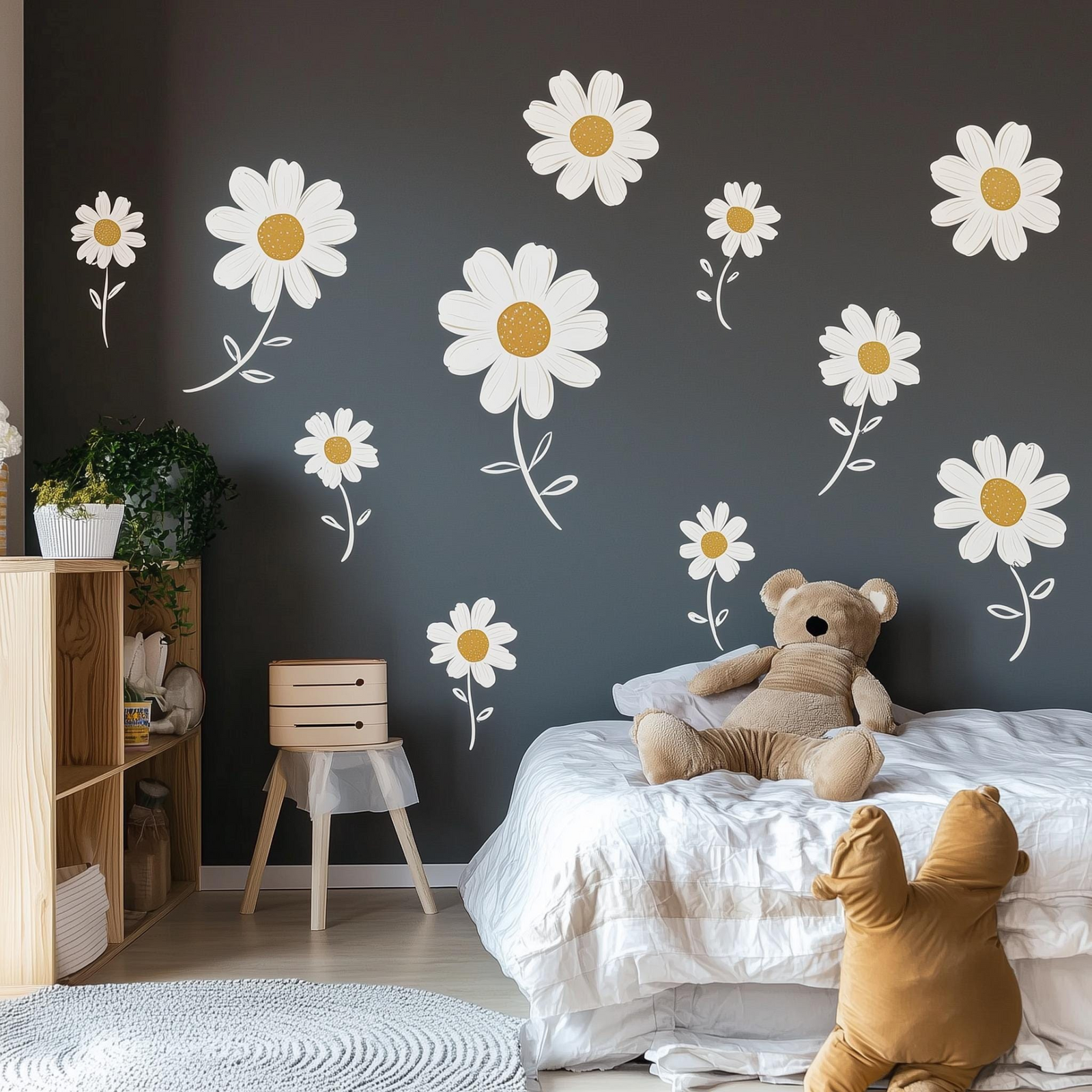Daisy Flower Wall Decals – Peel and Stick Floral Vinyl Stickers for Nursery and Kids’ Room Decor