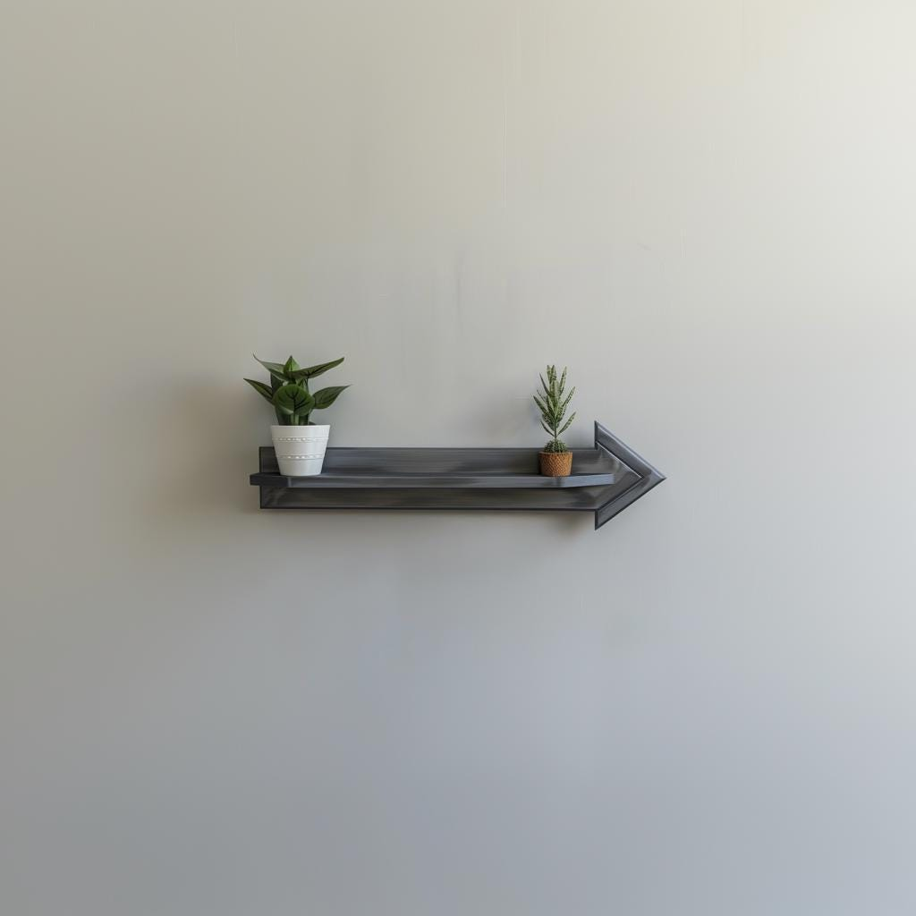 3D Printed Arrow Wall Shelf – Modern Geometric Directional Floating Shelf for Minimalist Home Decor Display