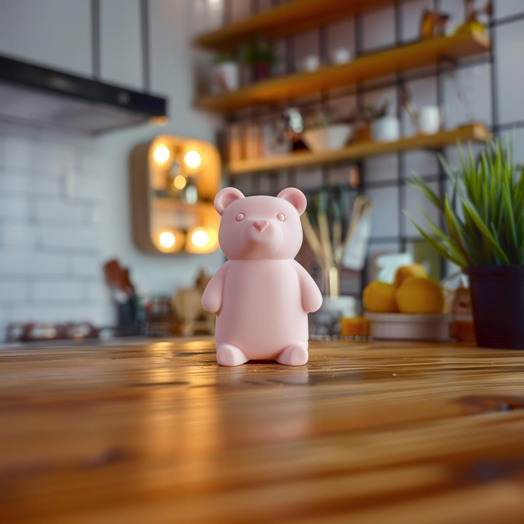 3D Printed Bear Figurine – Minimalist Decorative Sculpture for Modern Interiors