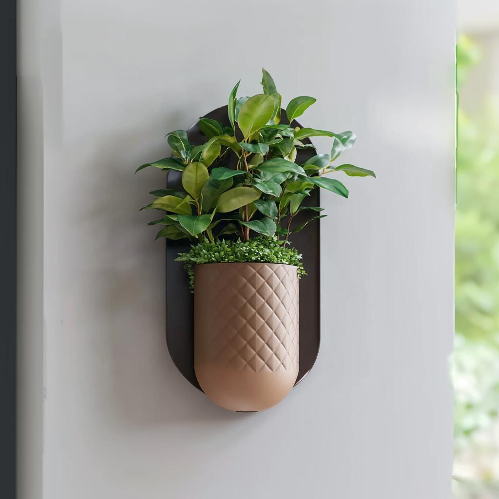 Modern Minimalist 3D Printed Wall Planter – Geometric Floating Plant Pot with Hidden Wall Mount & Built-In Drip Tray