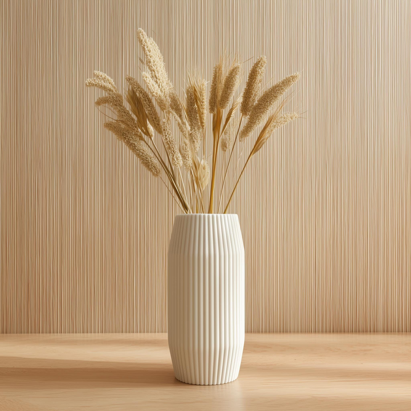 3D Printed Ribbed Vase | Modern Minimalist Vase for Dried Flowers | Geometric Decorative Home Accent | Contemporary 3D Print Decor